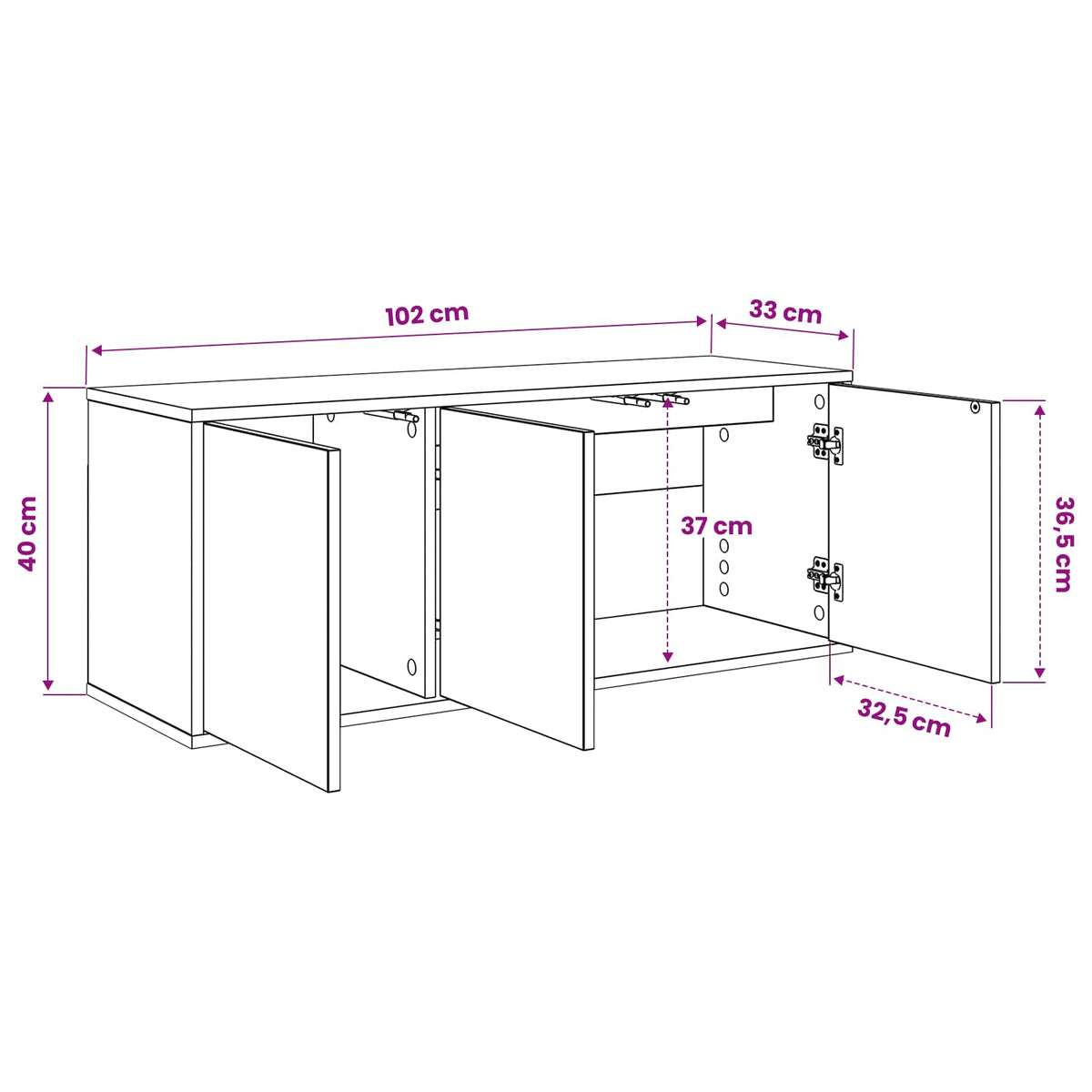 TV ormar za montažu na zid MAINZ 102 x 33 x 40 cm Crni hrast