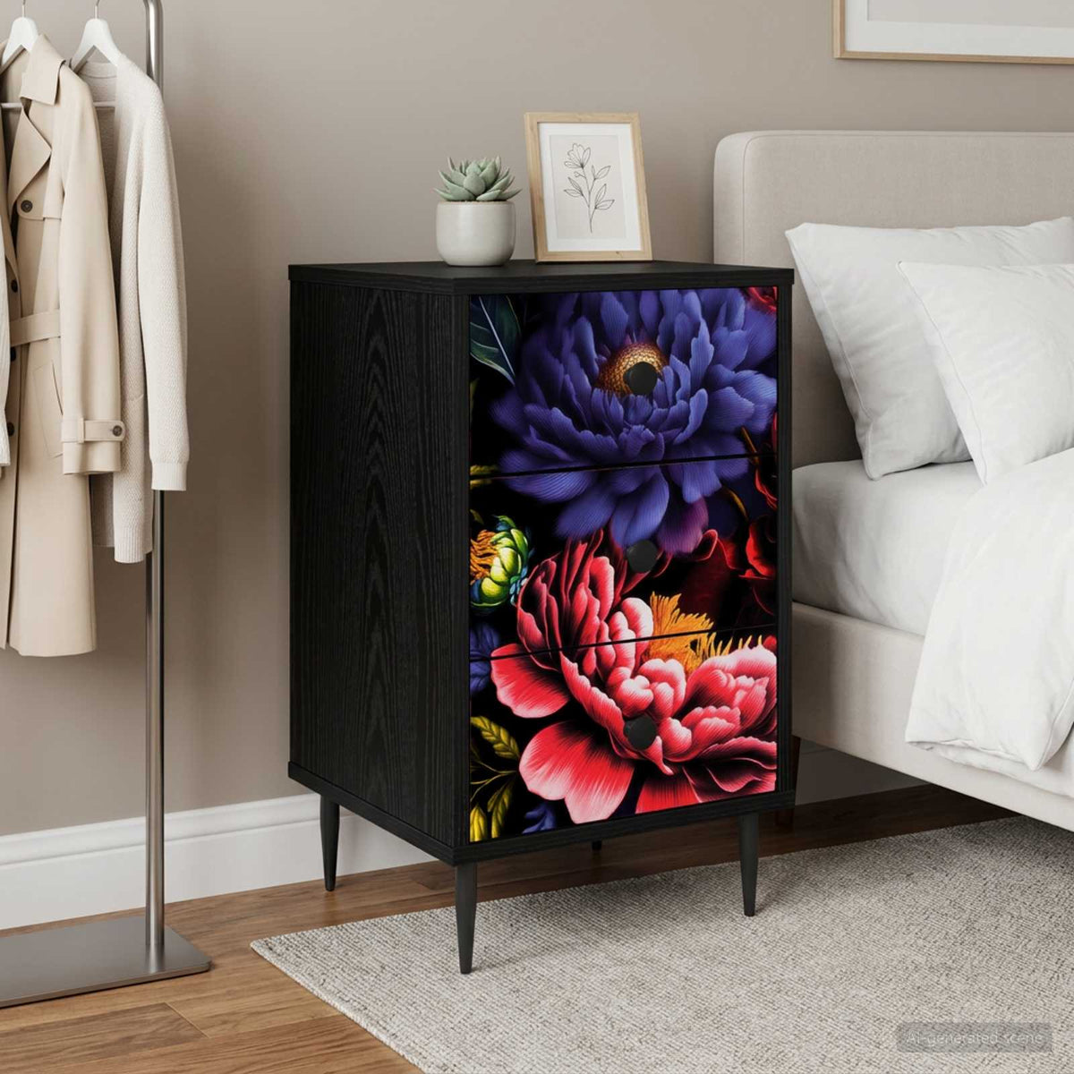 Noćni ormar KIEL Crni hrast 36 x 33 x 61 cm Konstruirano drvo