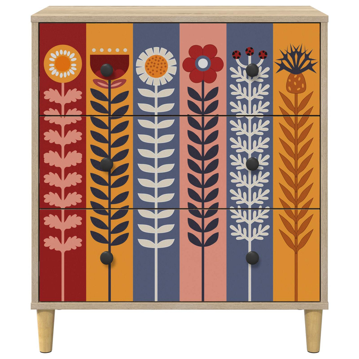 Komoda ESSEN Uzorak suncokreta 66 x 36,5 x 75 cm Sonoma