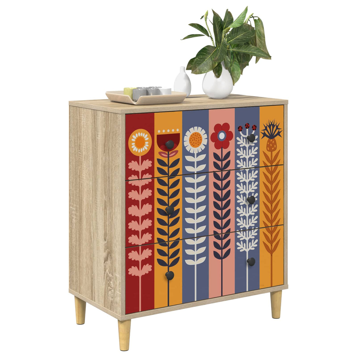 Komoda ESSEN Uzorak suncokreta 66 x 36,5 x 75 cm Sonoma