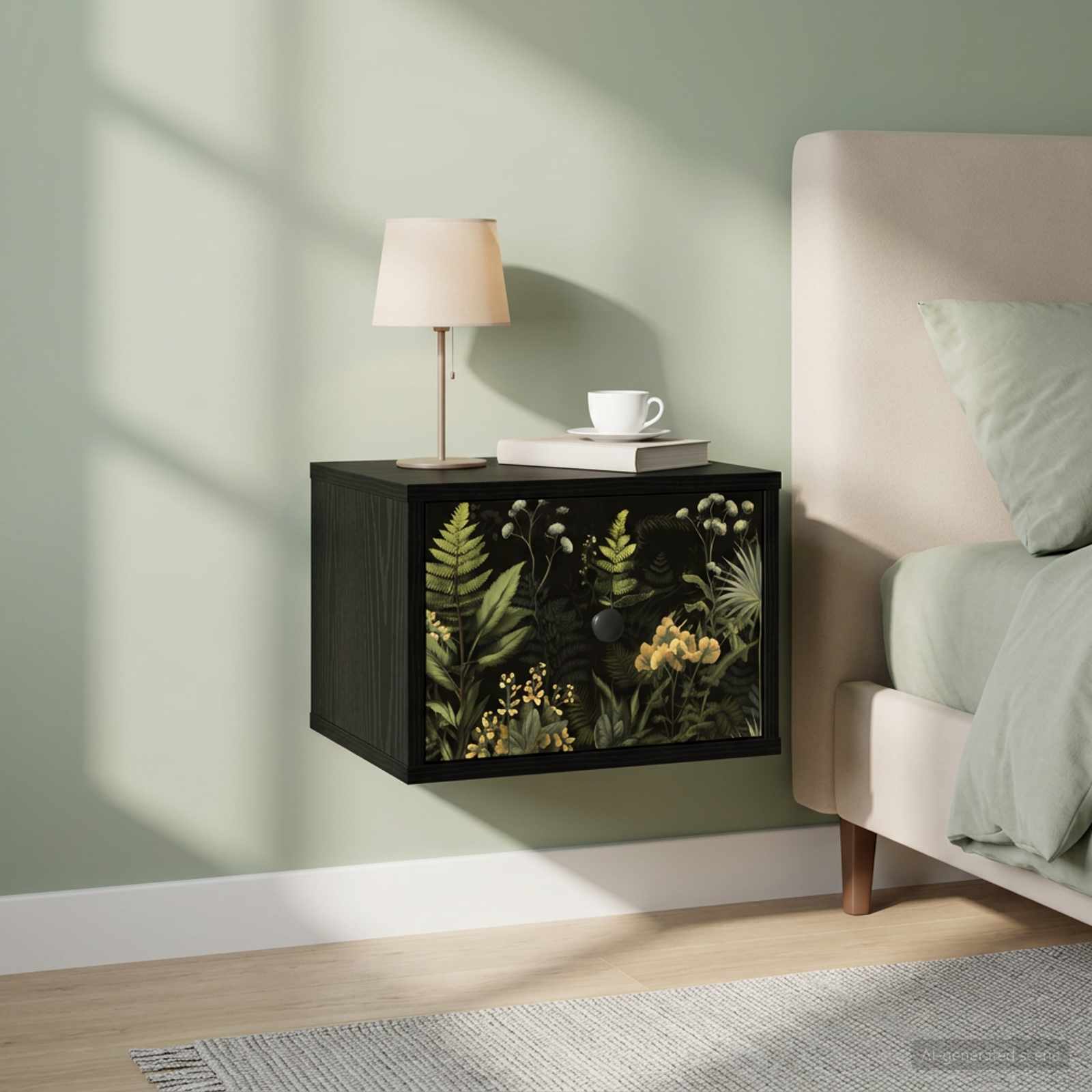 Wall-mounted noćni ormarić RHENEN Crni hrast 36 x 33 x 25 cm