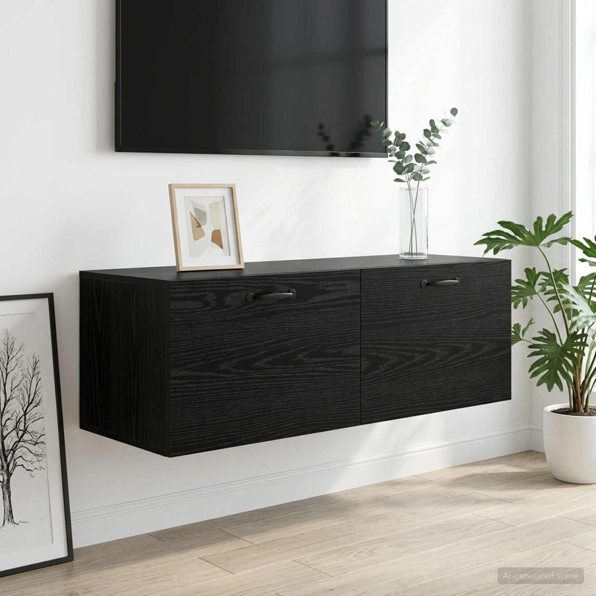 Ormar za Zid Crni hrast 100 x 36,5 x 35 cm Konstruirano drvo