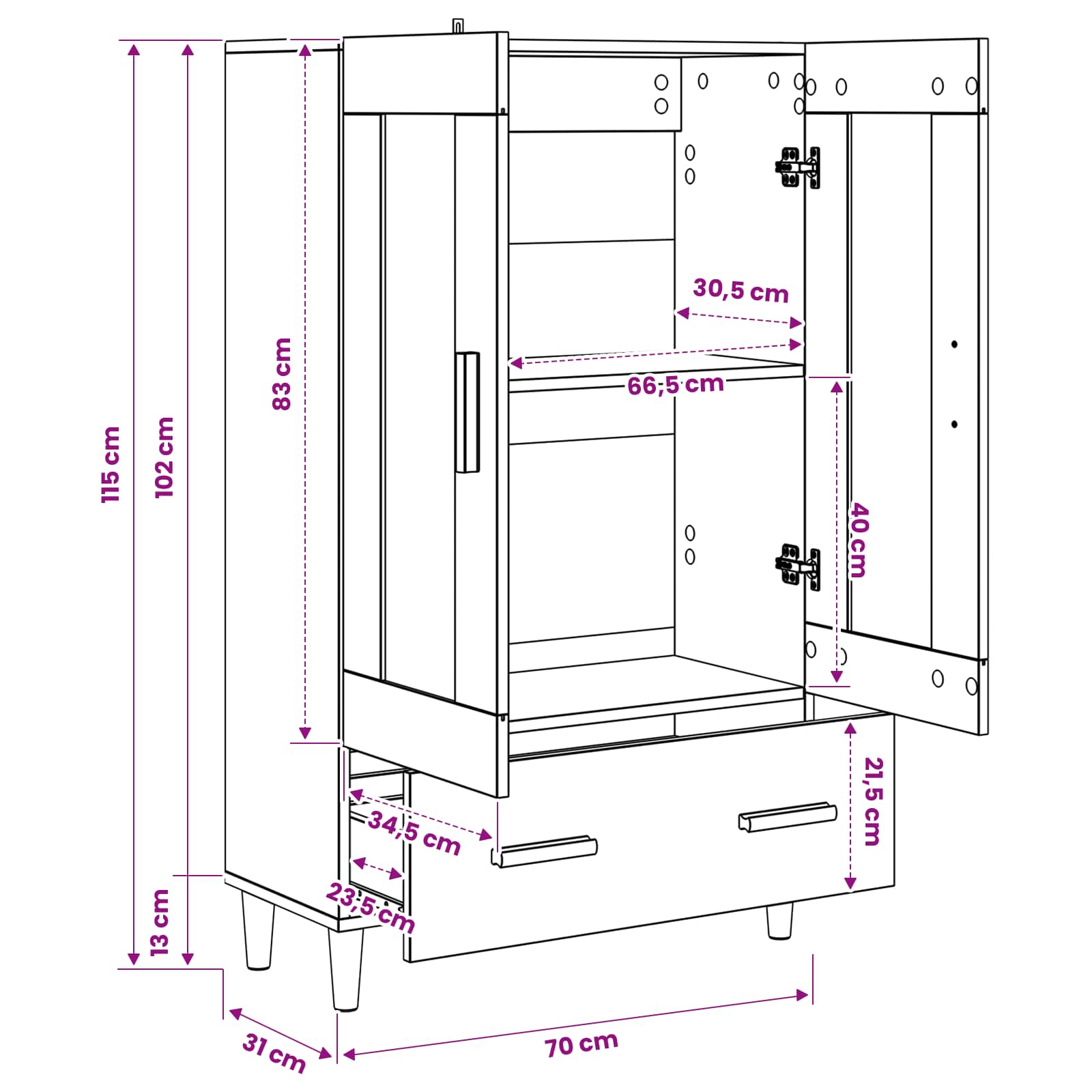 Highboard Hrast artisan 70 x 31 x 115 cm Konstruirano drvo