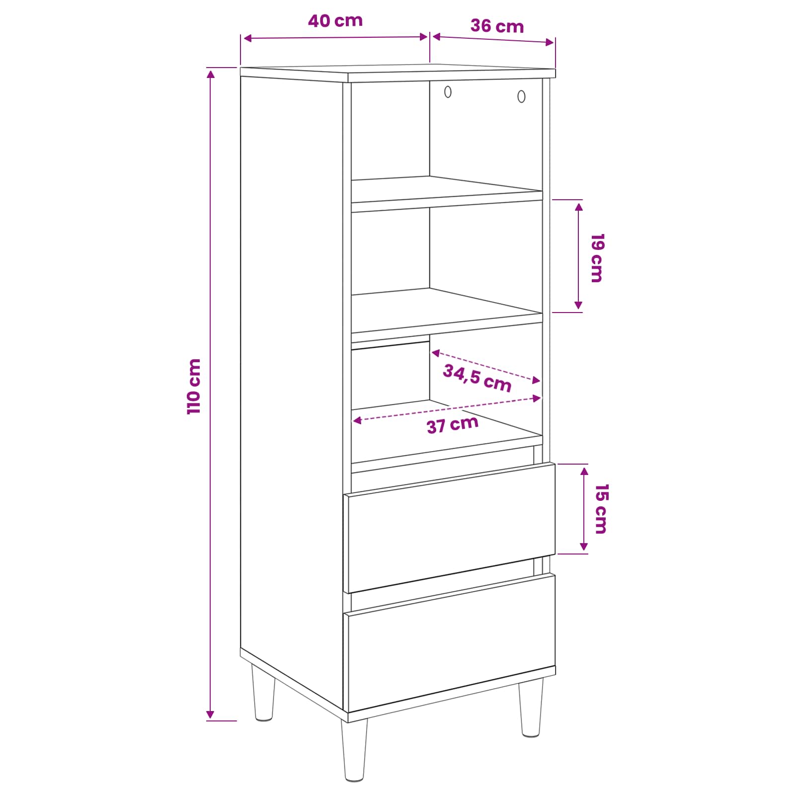 Highboard Staro drvo 40 x 36 x 110 cm Konstruirano drvo
