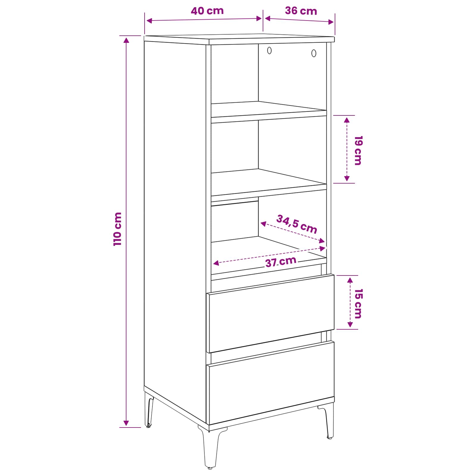 Highboard Hrast artisan 40 x 36 x 110 cm Konstruirano drvo