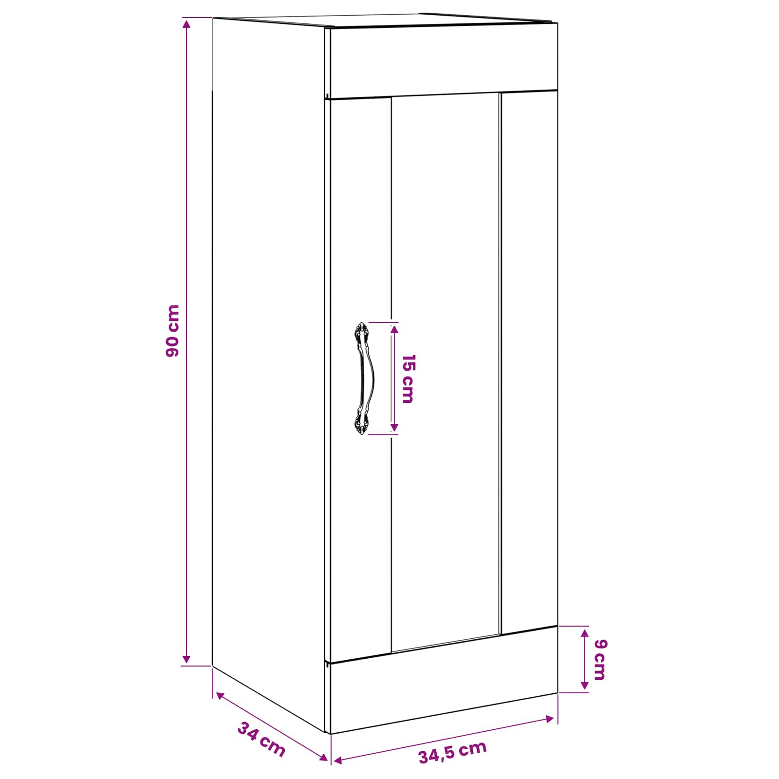 Ormar za Zid Crni hrast 34,5 x 34 x 90 cm Konstruirano drvo