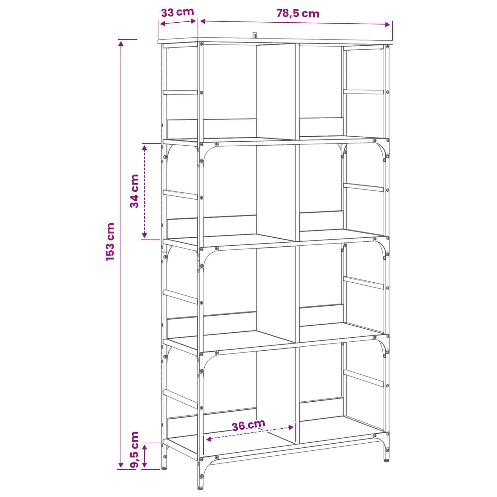 Polica Staro drvo 78,5 x 33 x 153 cm metal PB