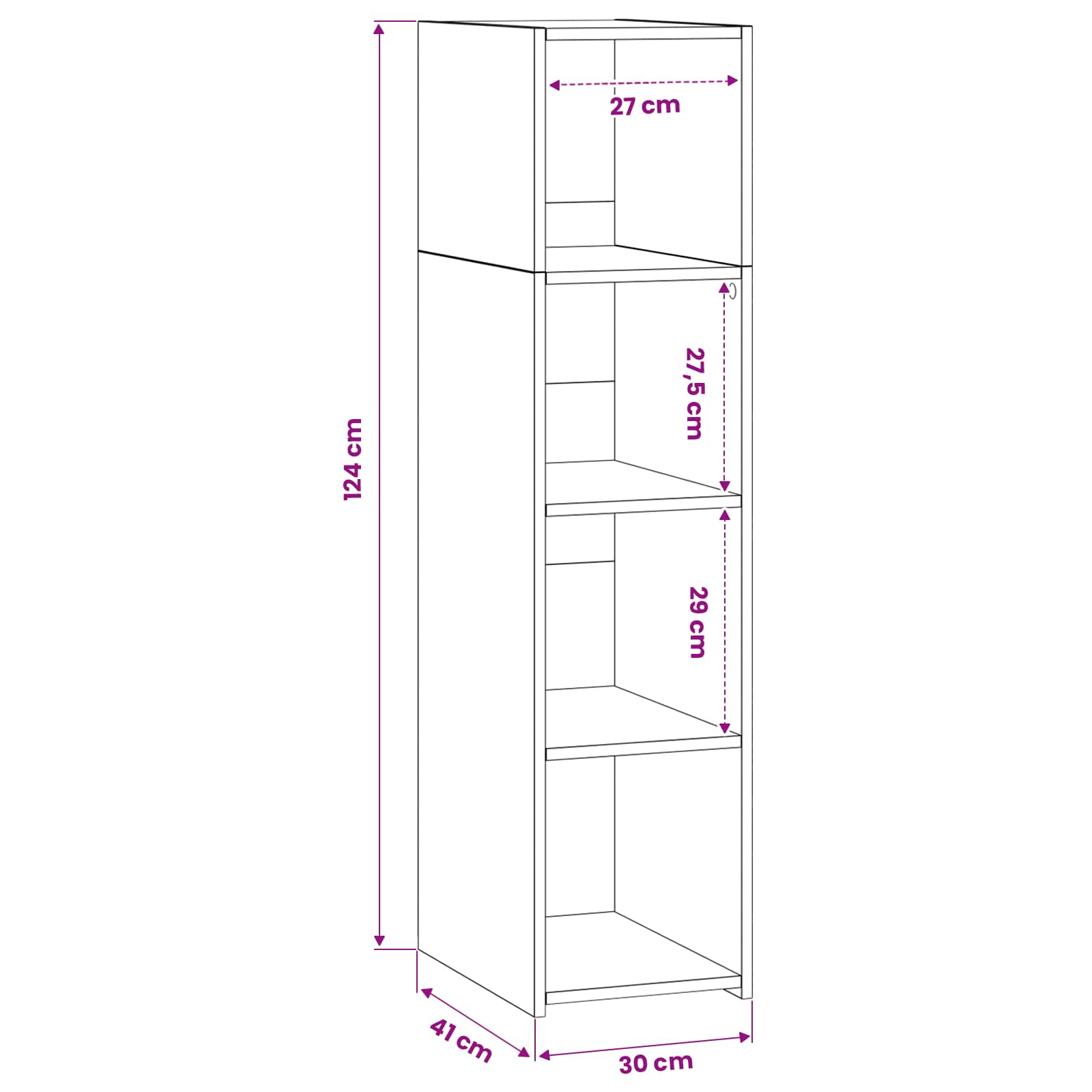Highboard Staro drvo 30 x 41 x 124 cm Konstruirano drvo
