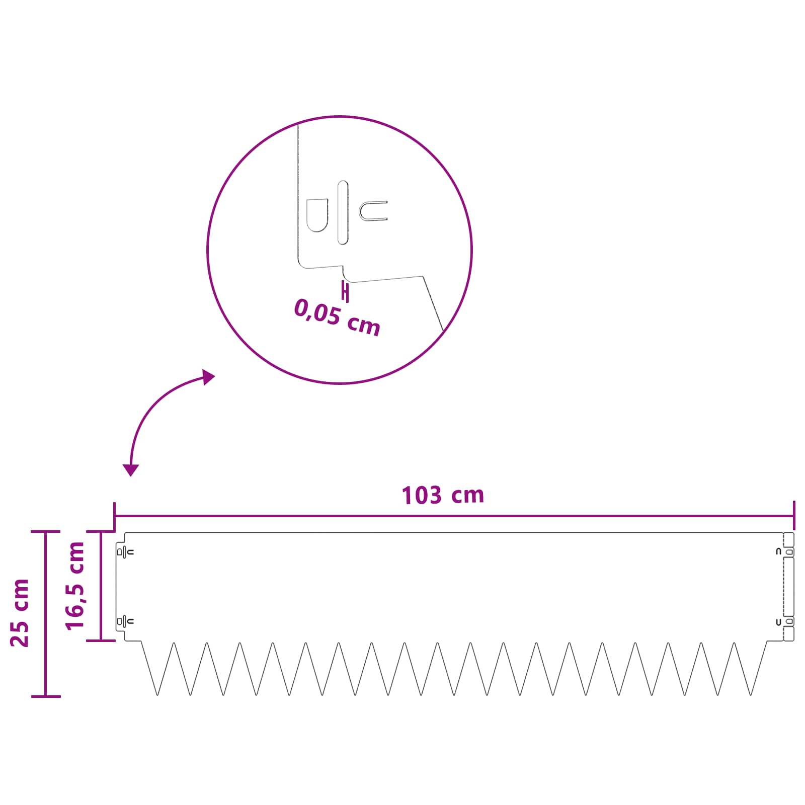 Ograda oko Travnjaka 10 pcs 103 x 25 cm metal Crna