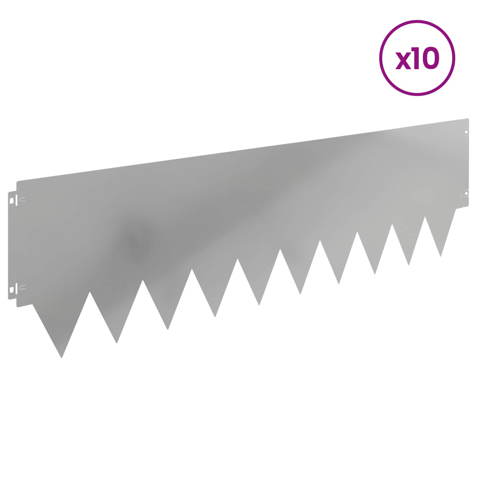 Ograda oko Travnjaka 10 pcs 103 x 30 cm metal Srebrna
