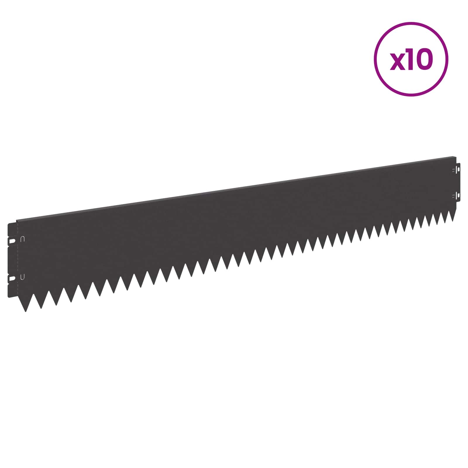 Ograda oko Travnjaka 10 pcs 103 x 15 cm Čelik Crna