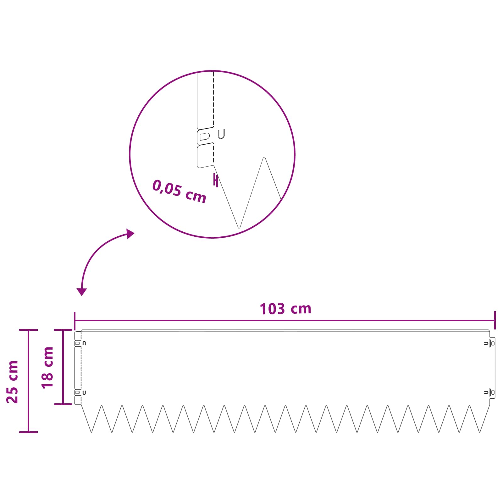 Ograda oko Travnjaka 10 pcs 103 x 25 cm Čelik Crna