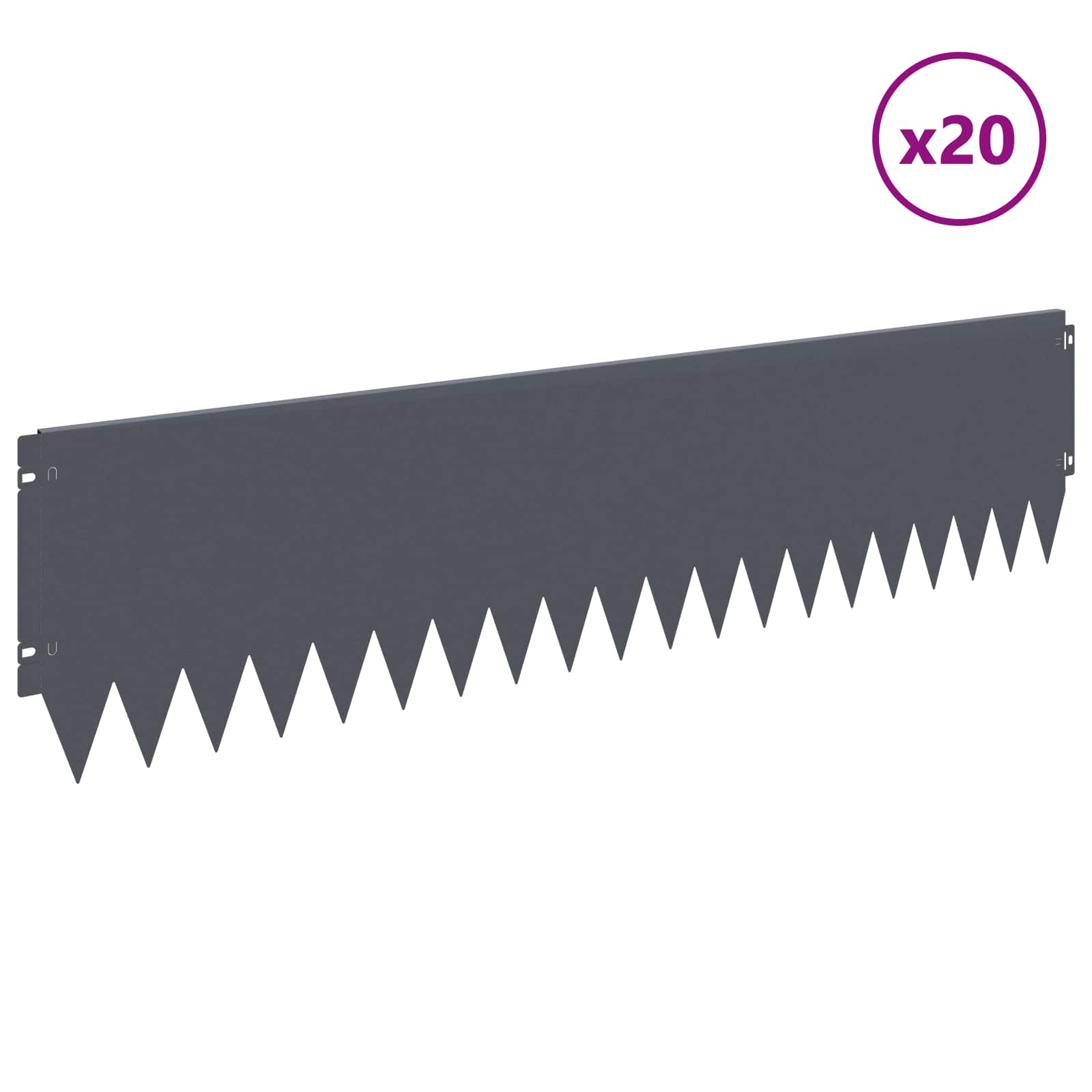 Ograda oko Travnjaka 20 pcs 103 x 25 cm Čelik Antracit