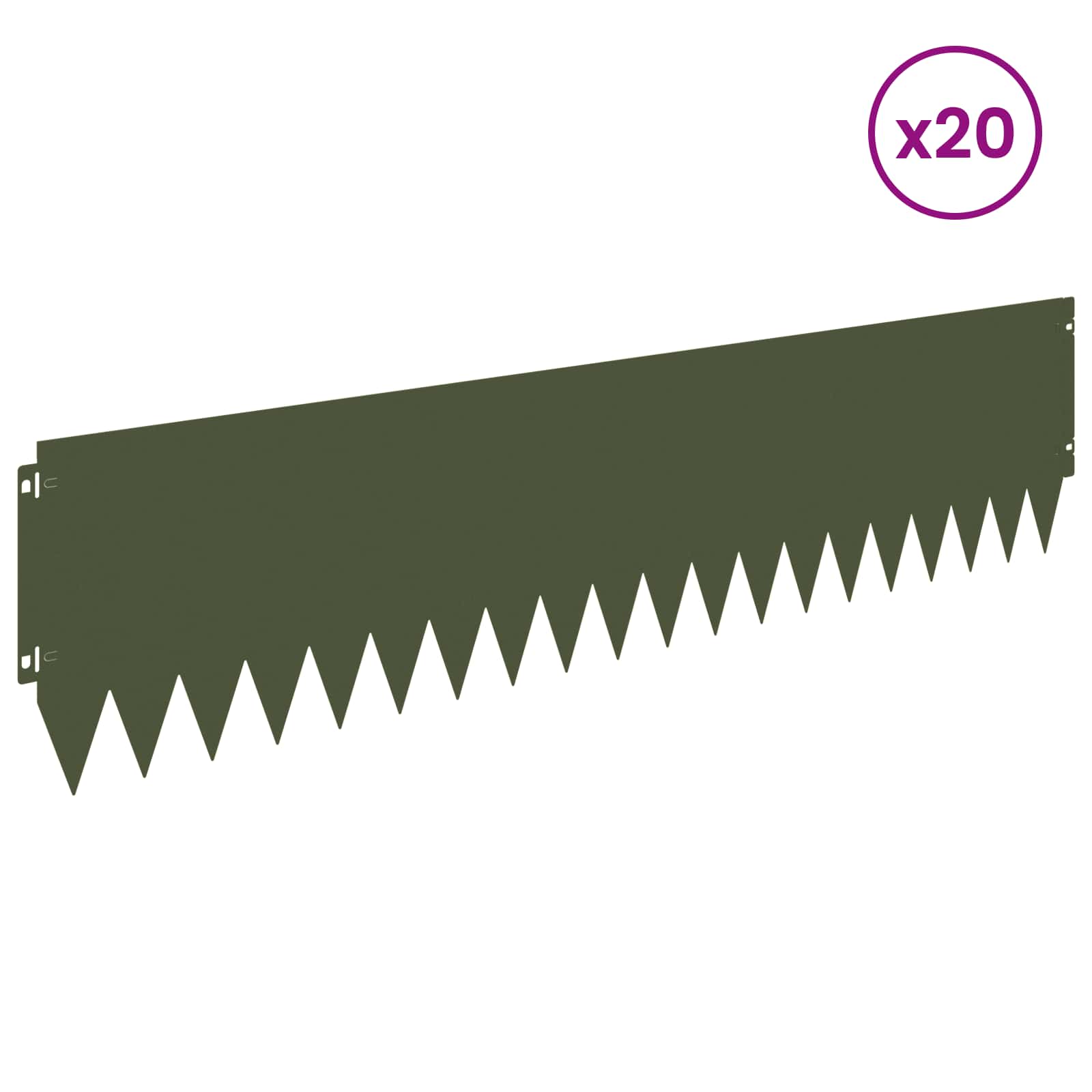 Ograda oko Travnjaka 20 pcs 103 x 25 cm Čelik Maslinastozelena