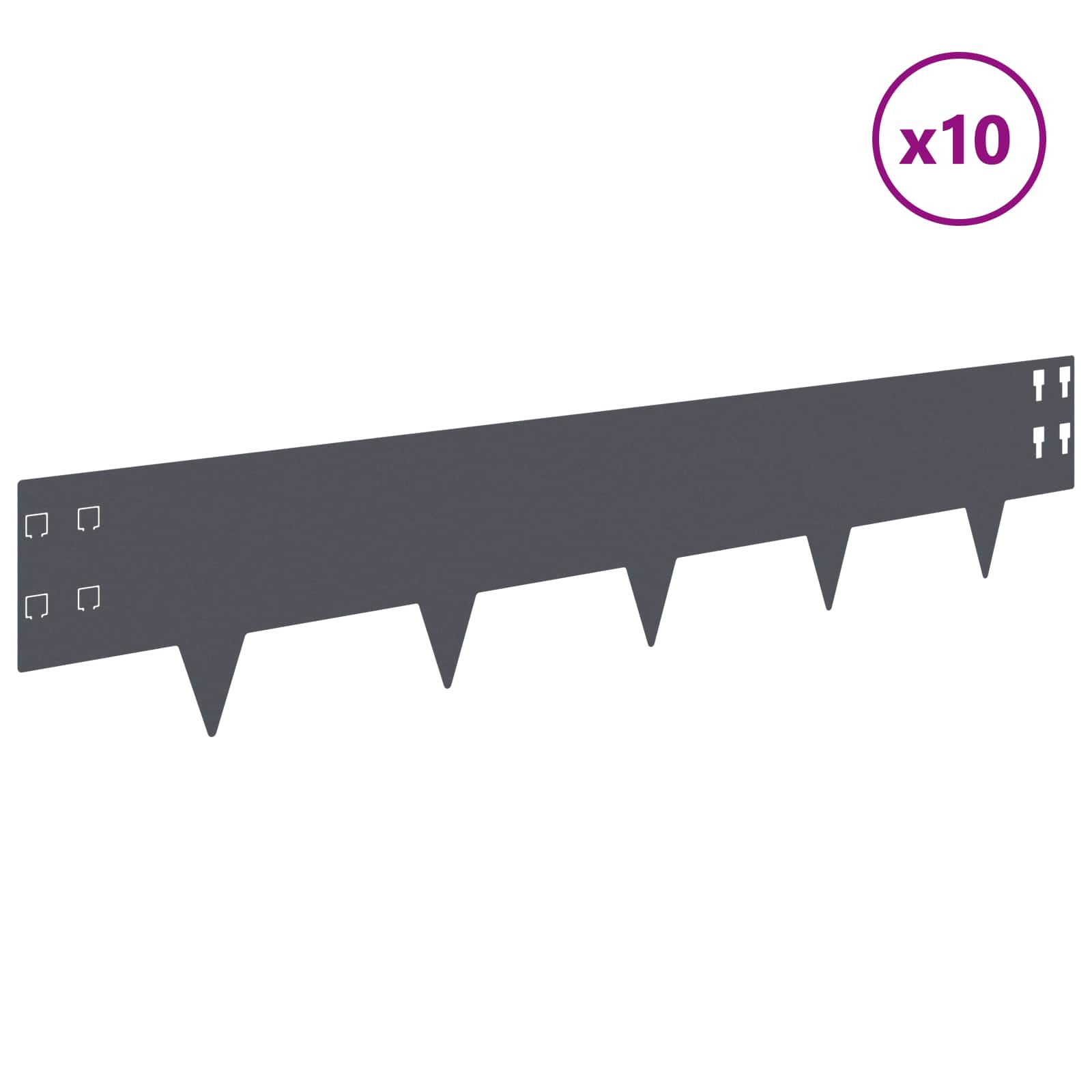 Ograda oko Travnjaka 10 pcs 100 x 20 cm Čelik Antracit