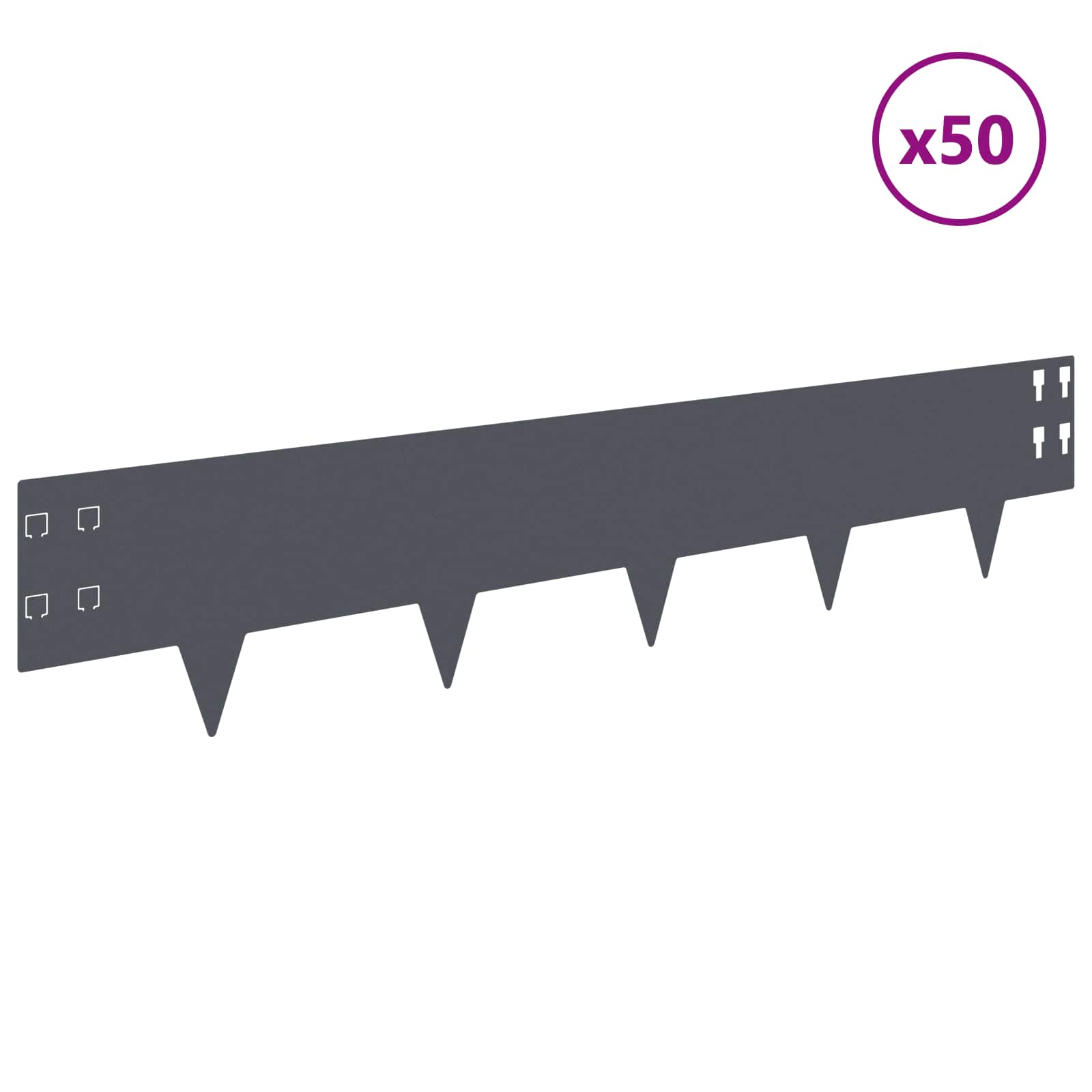 Ograda oko Travnjaka 50 pcs 100 x 20 cm Čelik Antracit