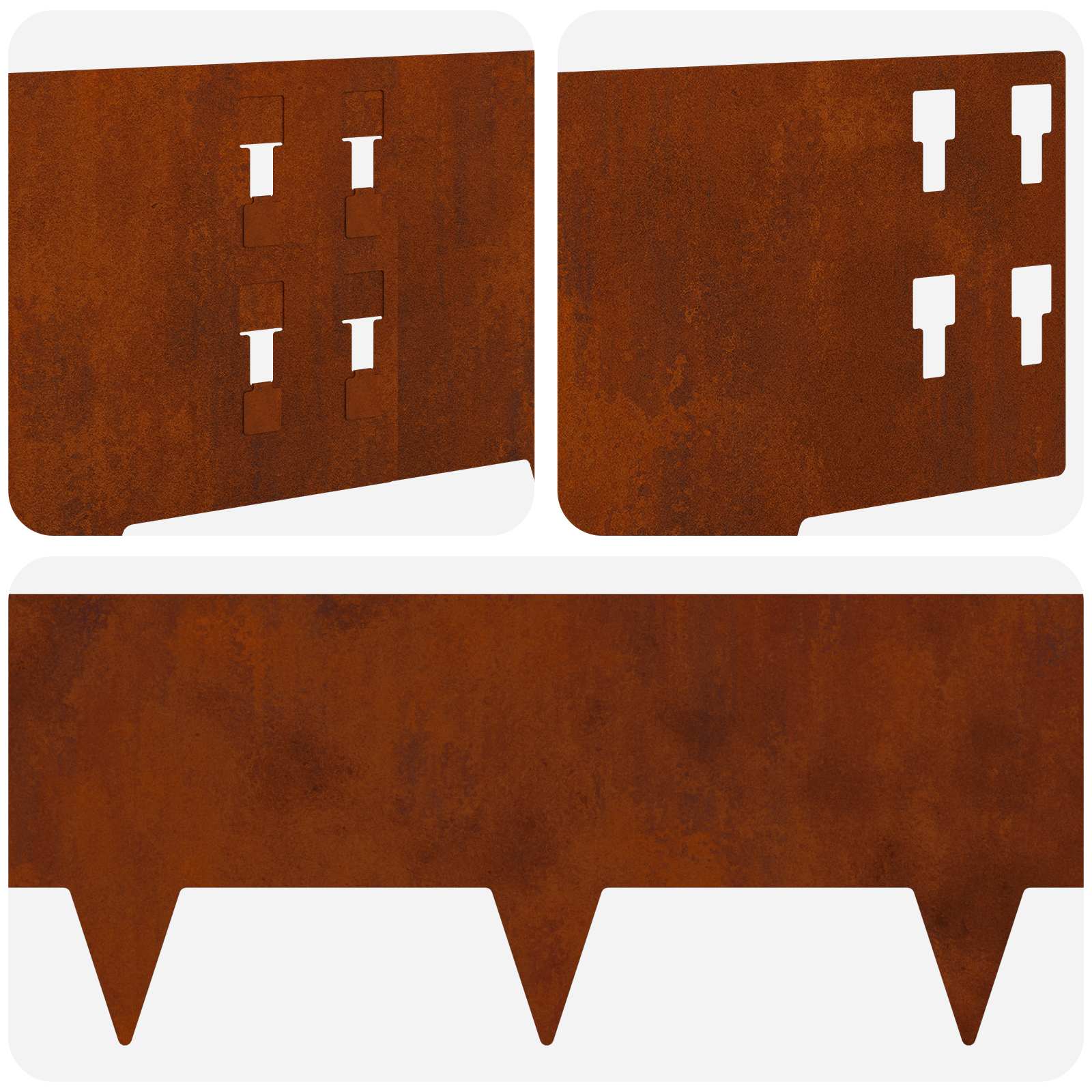 Ograda oko Travnjaka 20 pcs 100 x 20 cm Čelik Rđa
