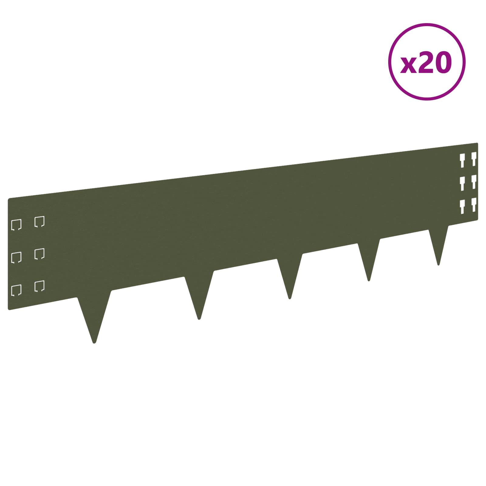 Ograda oko Travnjaka 20 pcs 100 x 25 cm Čelik Maslinastozelena
