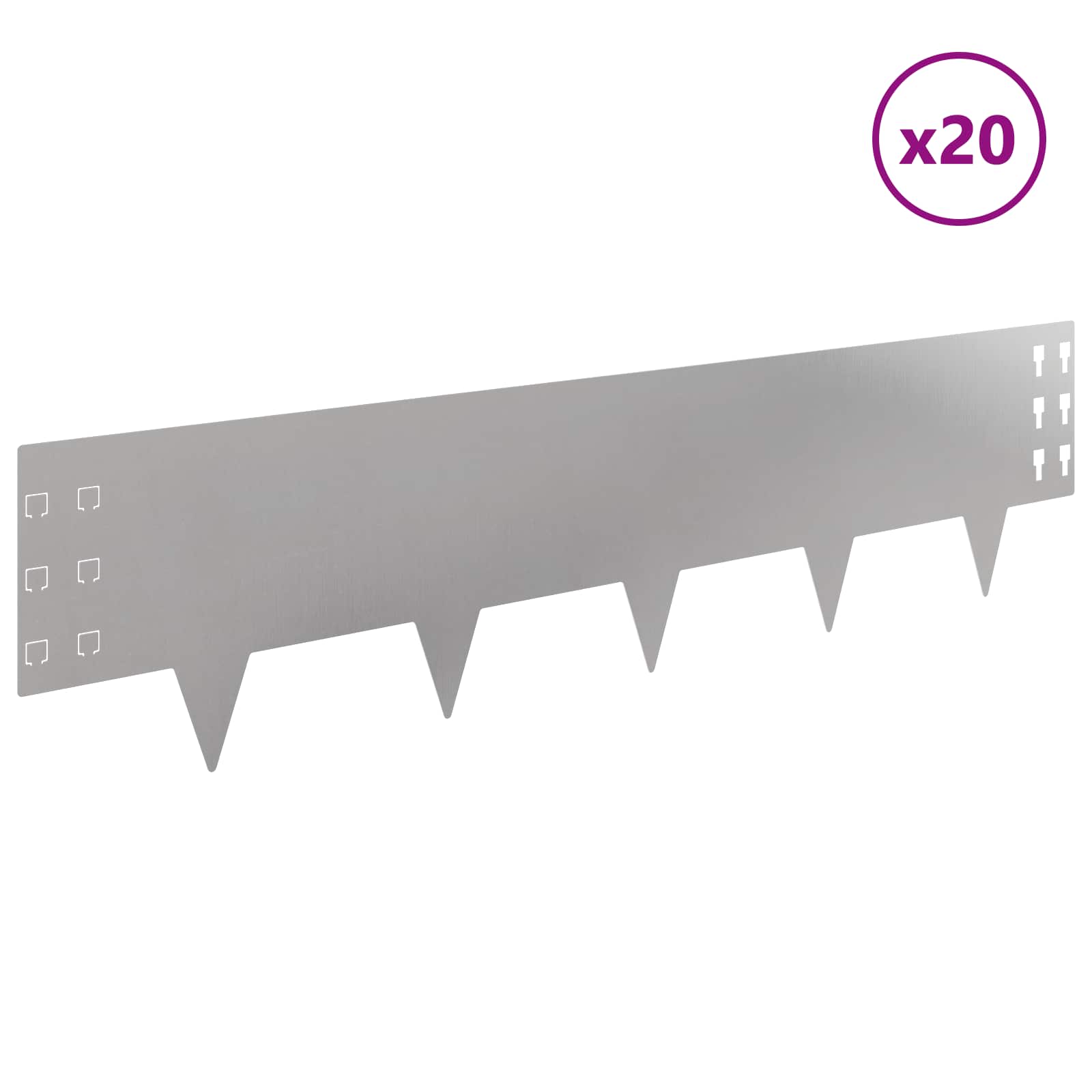 Ograda oko Travnjaka 20 pcs 100 x 25 cm Čelik Srebrna