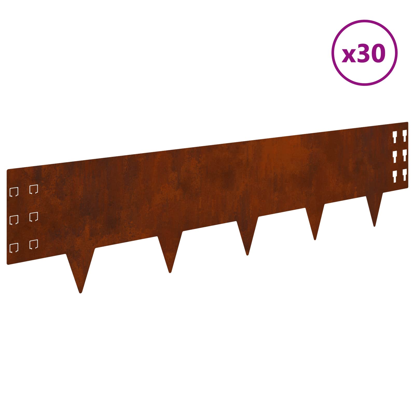 Ograda oko Travnjaka 30 pcs 100 x 25 cm Čelik Rđa