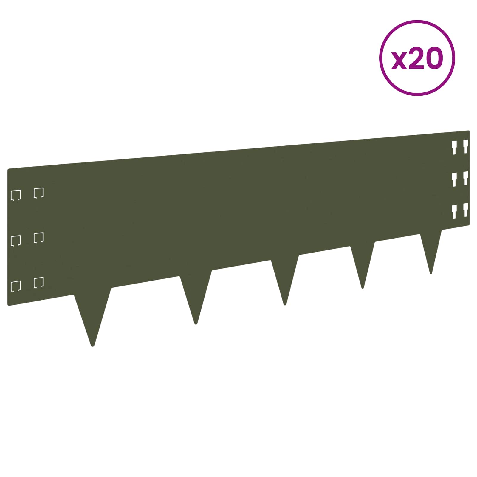 Ograda oko Travnjaka 20 pcs 100 x 30 cm Čelik Maslinastozelena