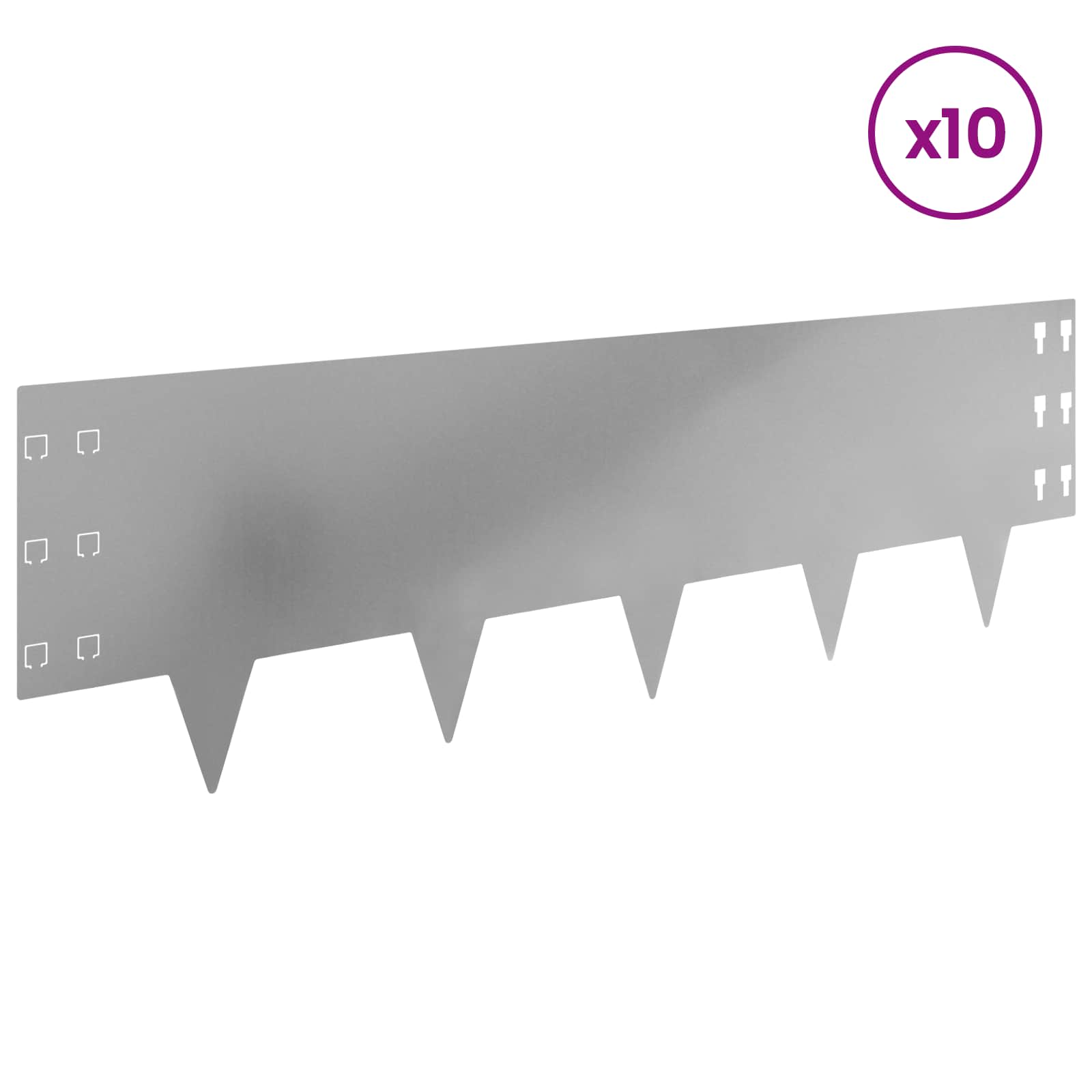 Ograda oko Travnjaka 10 pcs 100 x 30 cm Čelik Srebrna