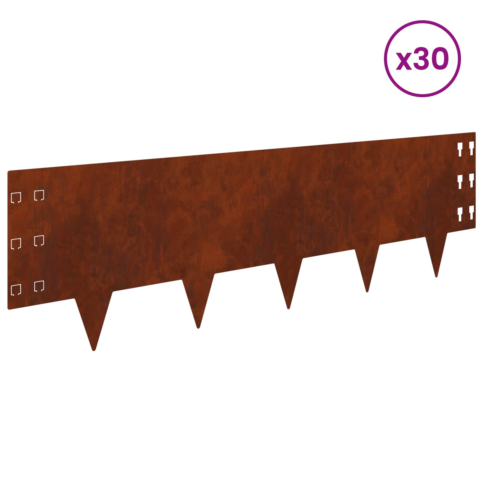 Ograda oko Travnjaka 30 pcs 100 x 30 cm Čelik Rđa