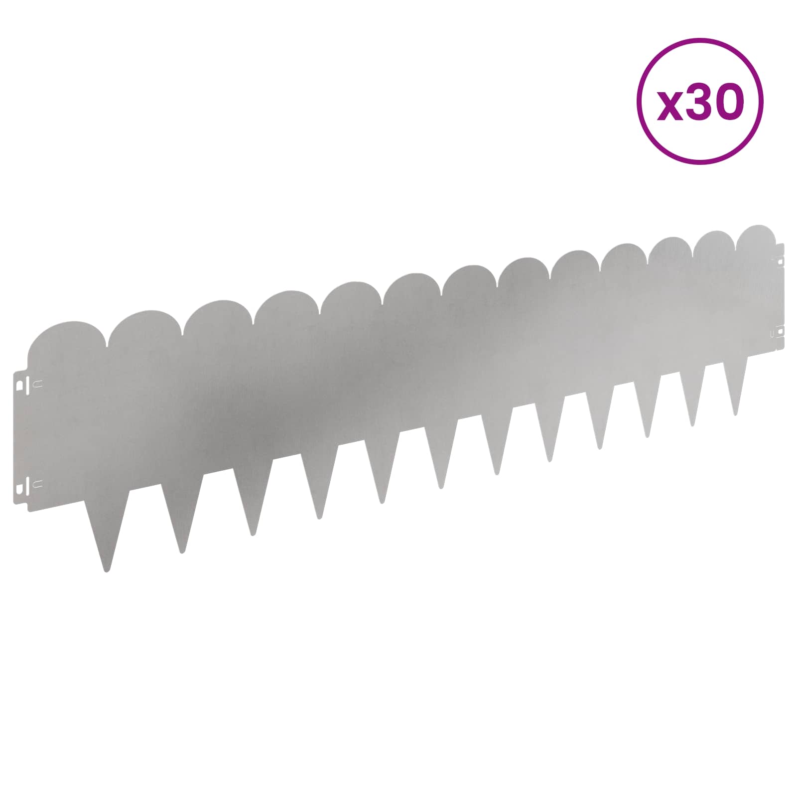 Ograda oko Travnjaka 30 pcs 103 x 25 cm Čelik Srebrna
