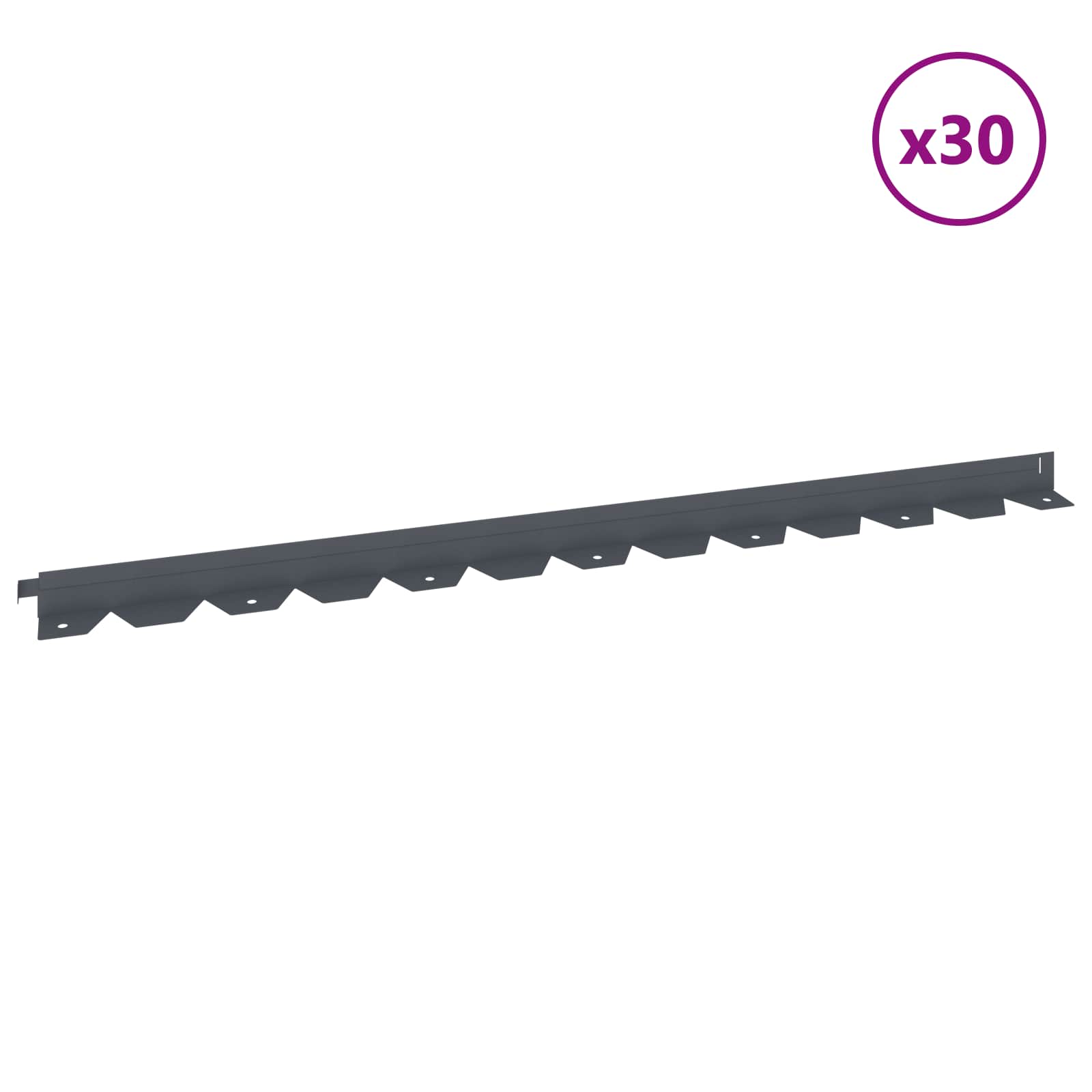 Ograda oko Travnjaka 30 pcs 102 x 4 x 4 cm Čelik Antracit