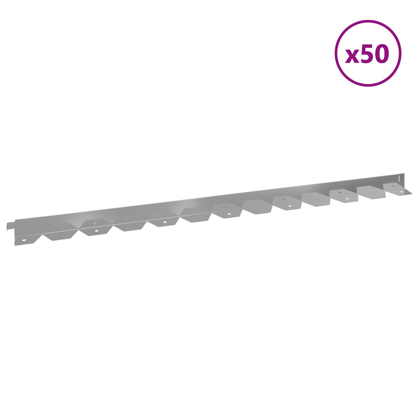 Ograda oko Travnjaka 50 pcs 102 x 4 x 4 cm Čelik Srebrna