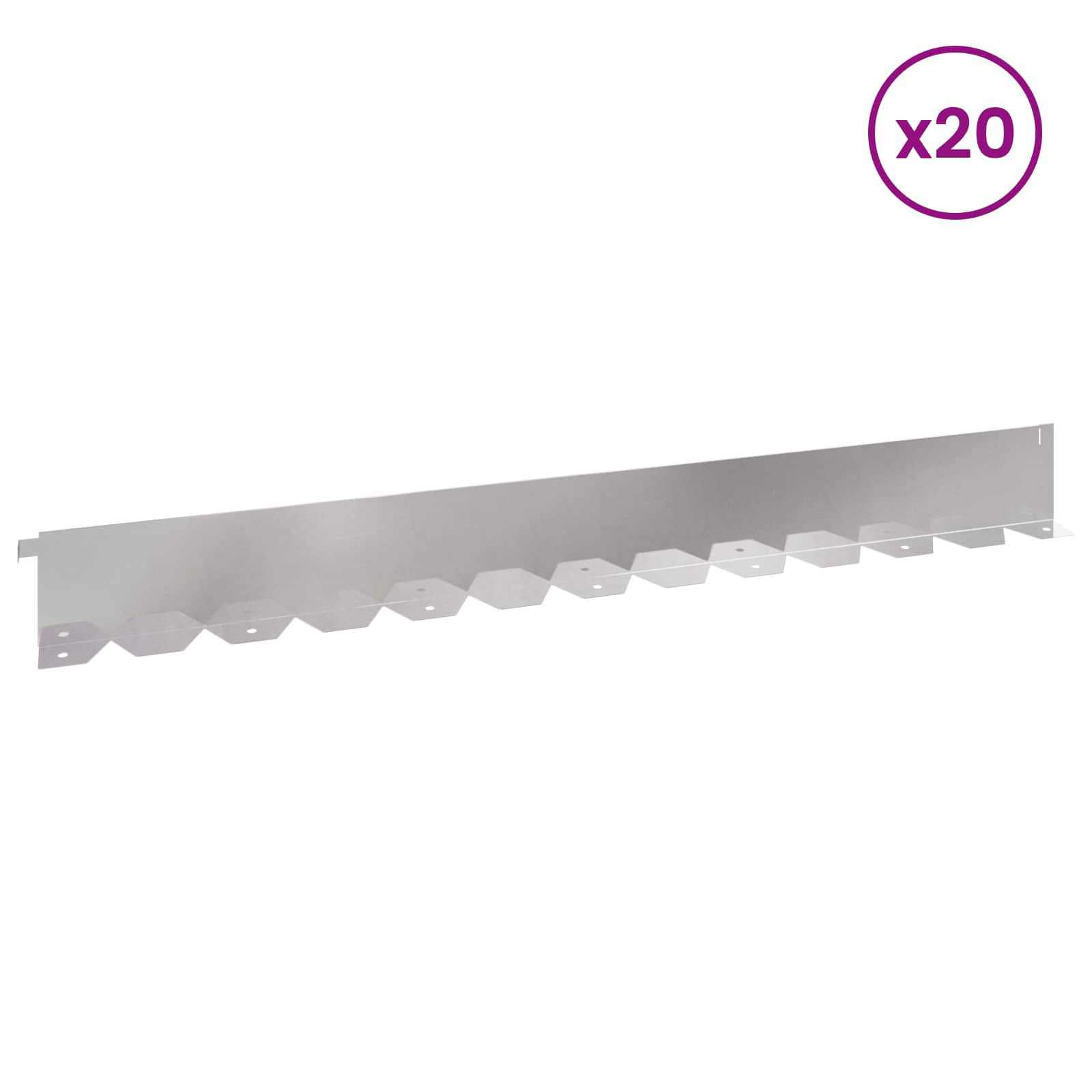 Ograda oko Travnjaka 20 pcs 102 x 10 x 4 cm Čelik Srebrna
