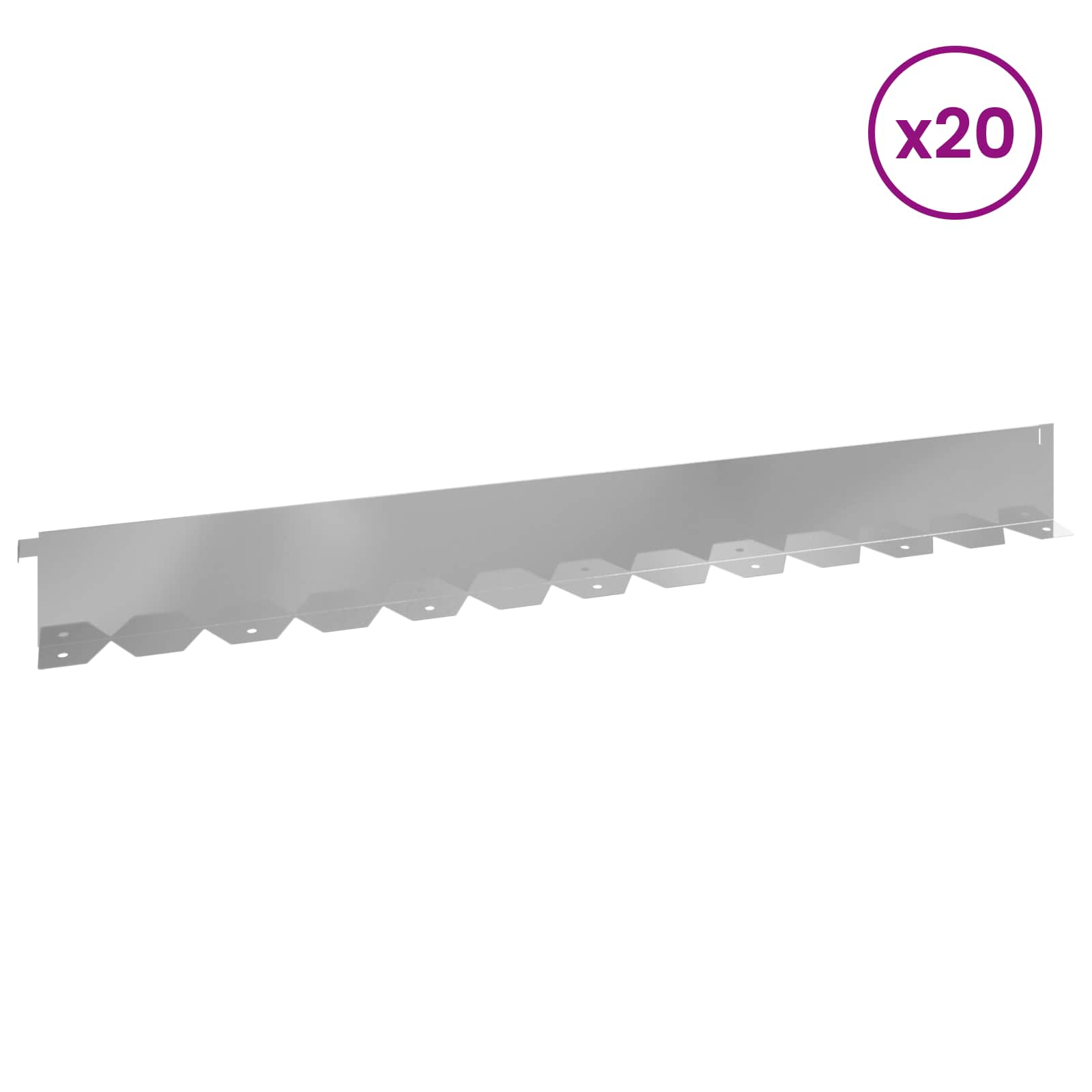 Ograda oko Travnjaka 20 pcs 102 x 10 x 4 cm Čelik Srebrna
