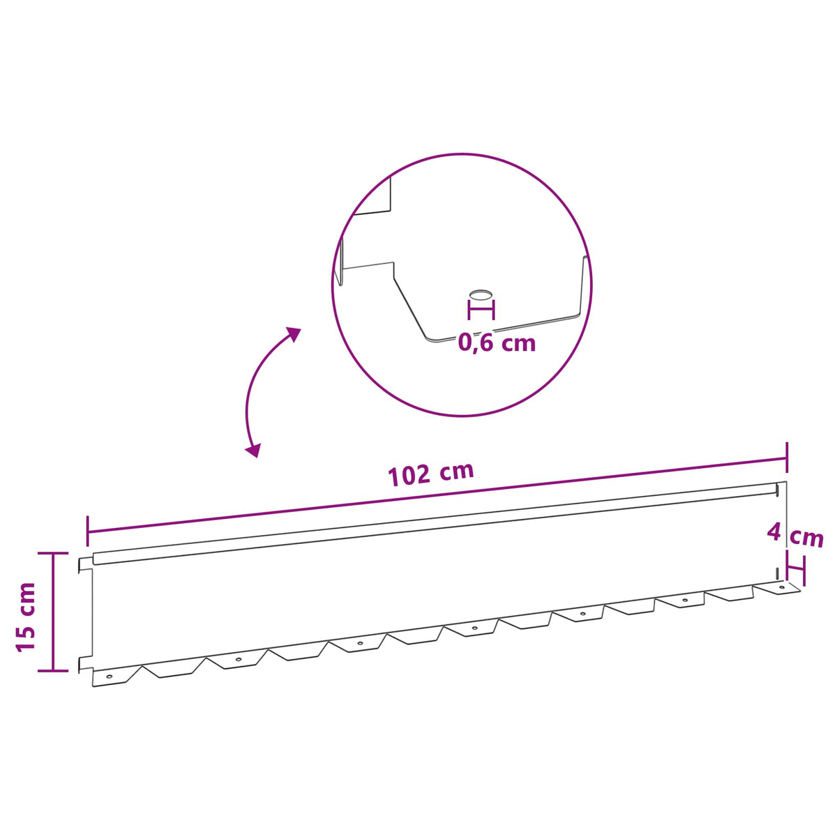 Ograda oko Travnjaka 30 pcs 102 x 15 x 4 cm Čelik Antracit