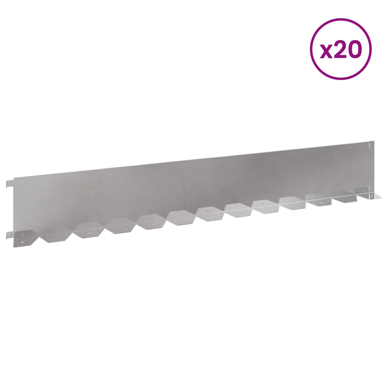 Ograda oko Travnjaka 20 pcs 102 x 15 x 4 cm Čelik Srebrna