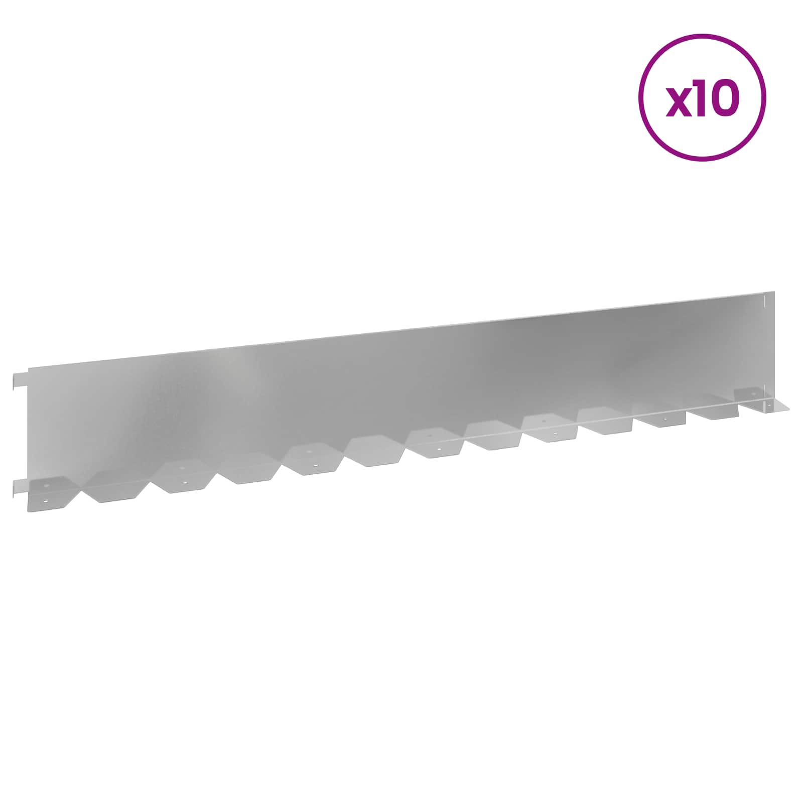 Ograda oko Travnjaka 10 pcs 102 x 15 x 4 cm Čelik Srebrna