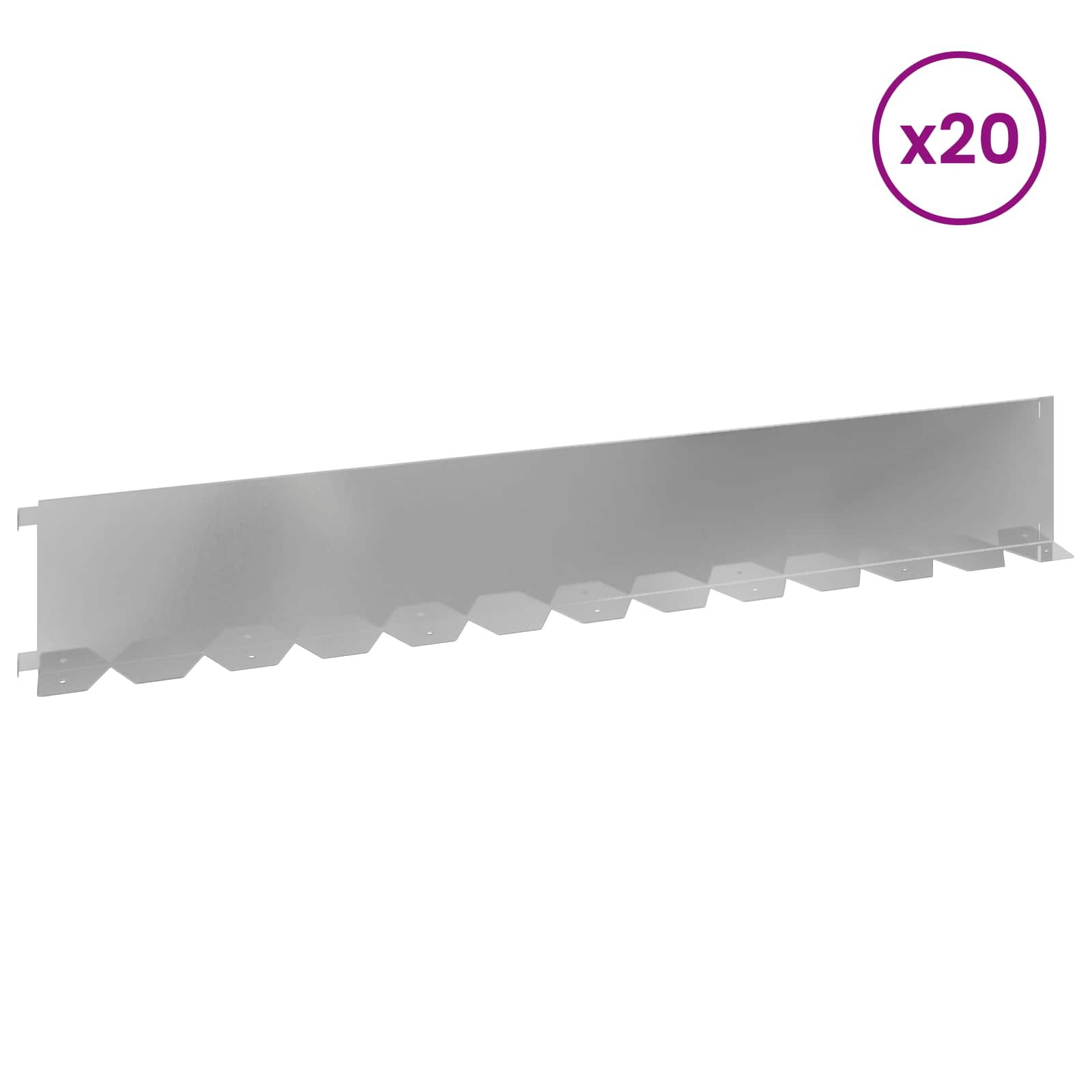 Ograda oko Travnjaka 20 pcs 102 x 15 x 4 cm Čelik Srebrna
