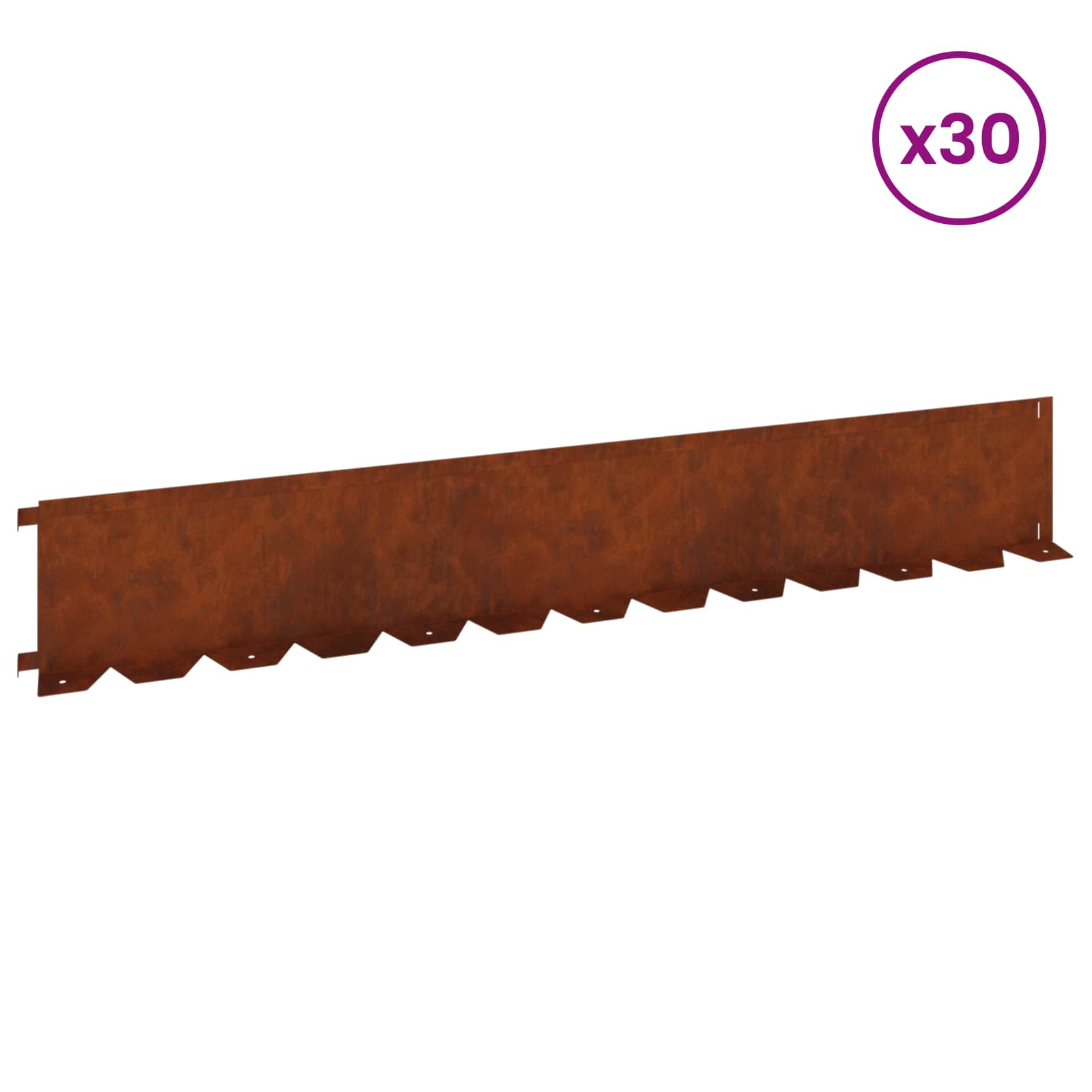 Ograda oko Travnjaka 30 pcs 102 x 15 x 4 cm Čelik Rđa