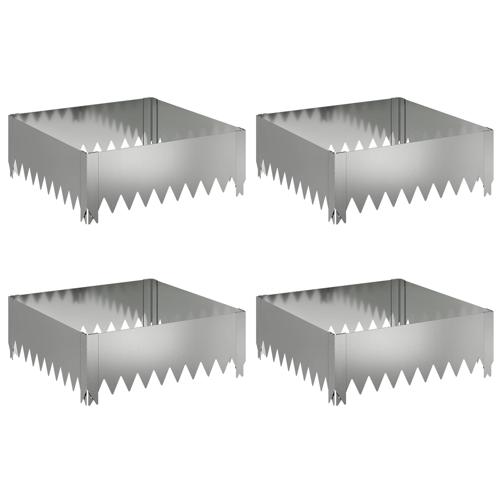 Ograda oko Travnjaka 4 pcs 60 x 60 x 20 cm Čelik Srebrna