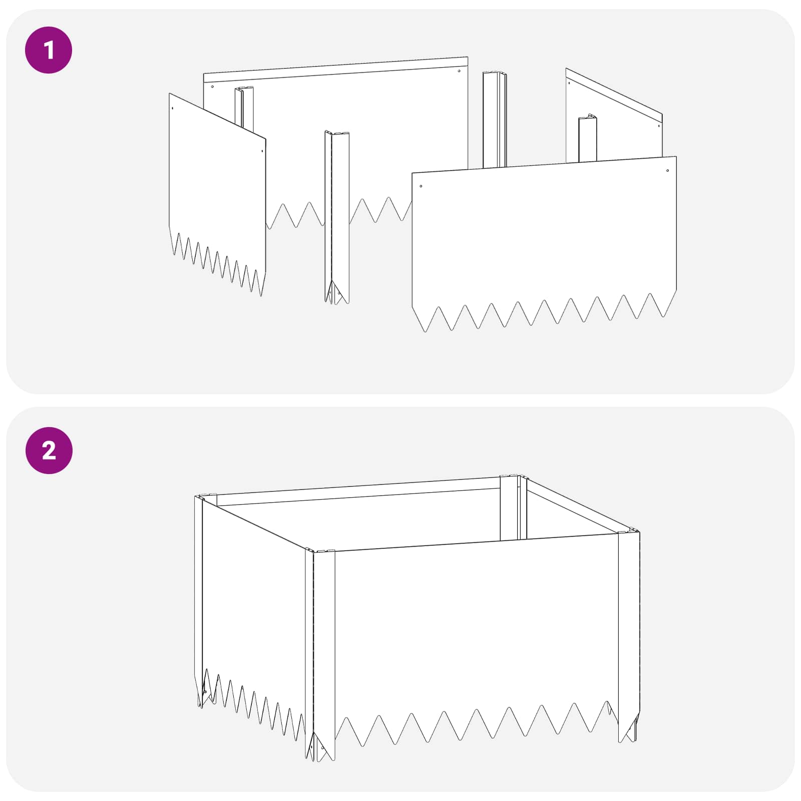 Ograda oko Travnjaka 4 pcs 60 x 60 x 35 cm Čelik Crna