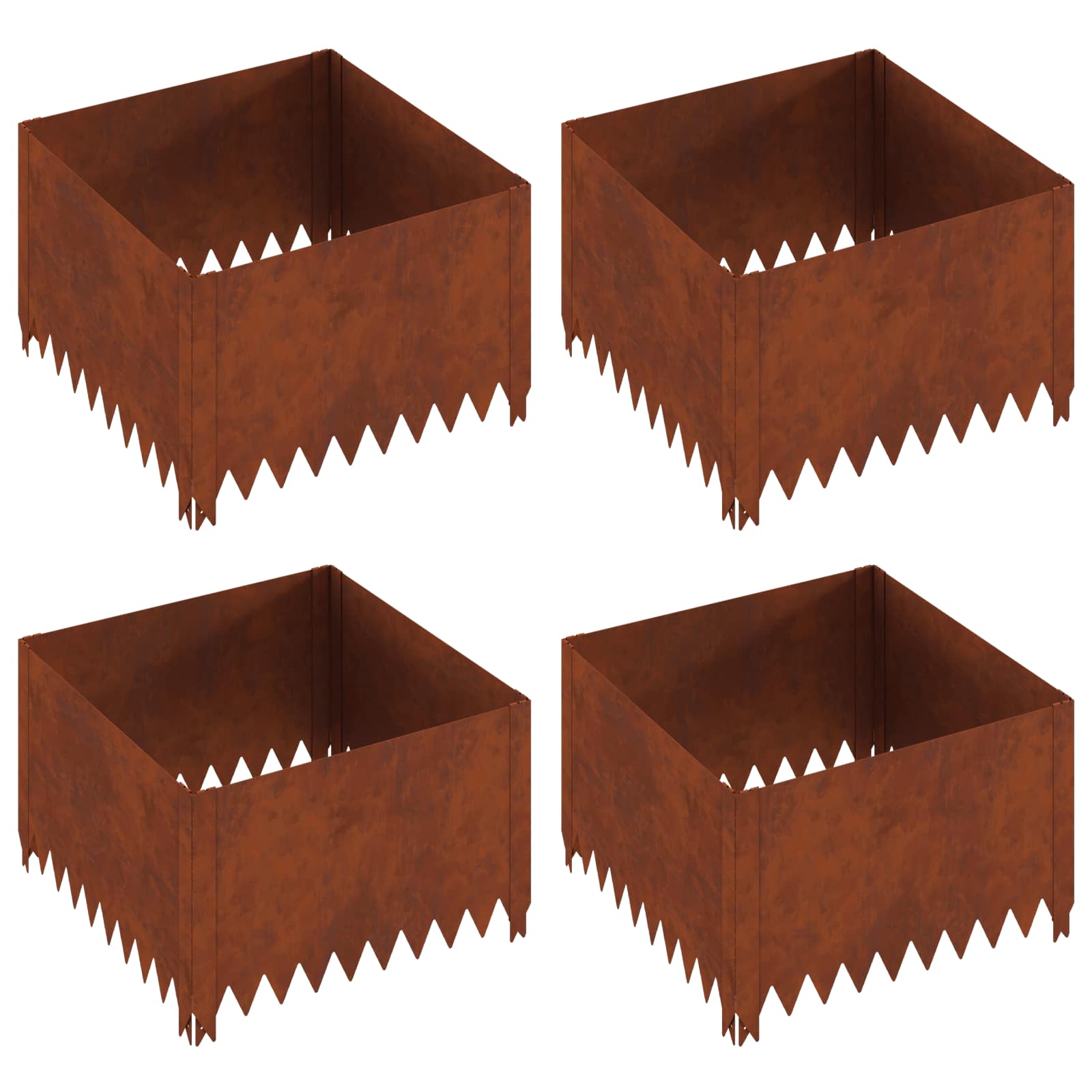 Ograda oko Travnjaka 4 pcs 60 x 60 x 35 cm Čelik Rđa