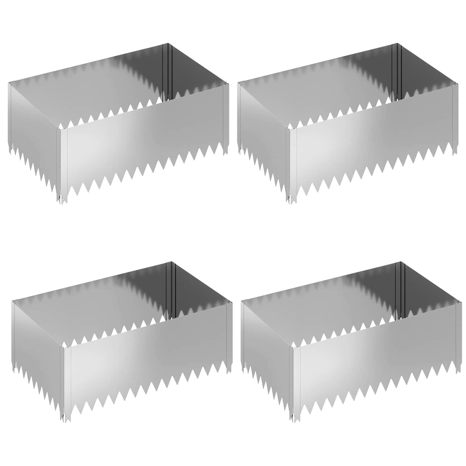 Ograda oko Travnjaka 4 pcs 100 x 60 x 35 cm Čelik Srebrna