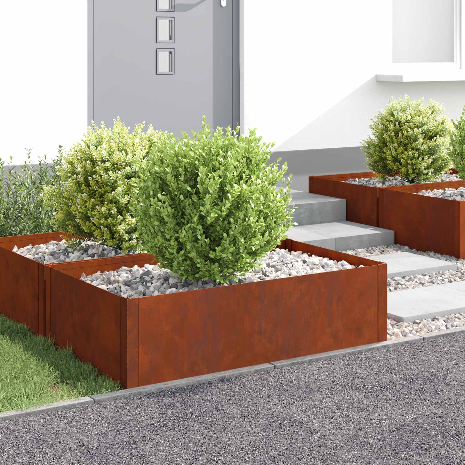 Ograda oko Travnjaka 4 pcs 100 x 60 x 35 cm Čelik Rđa