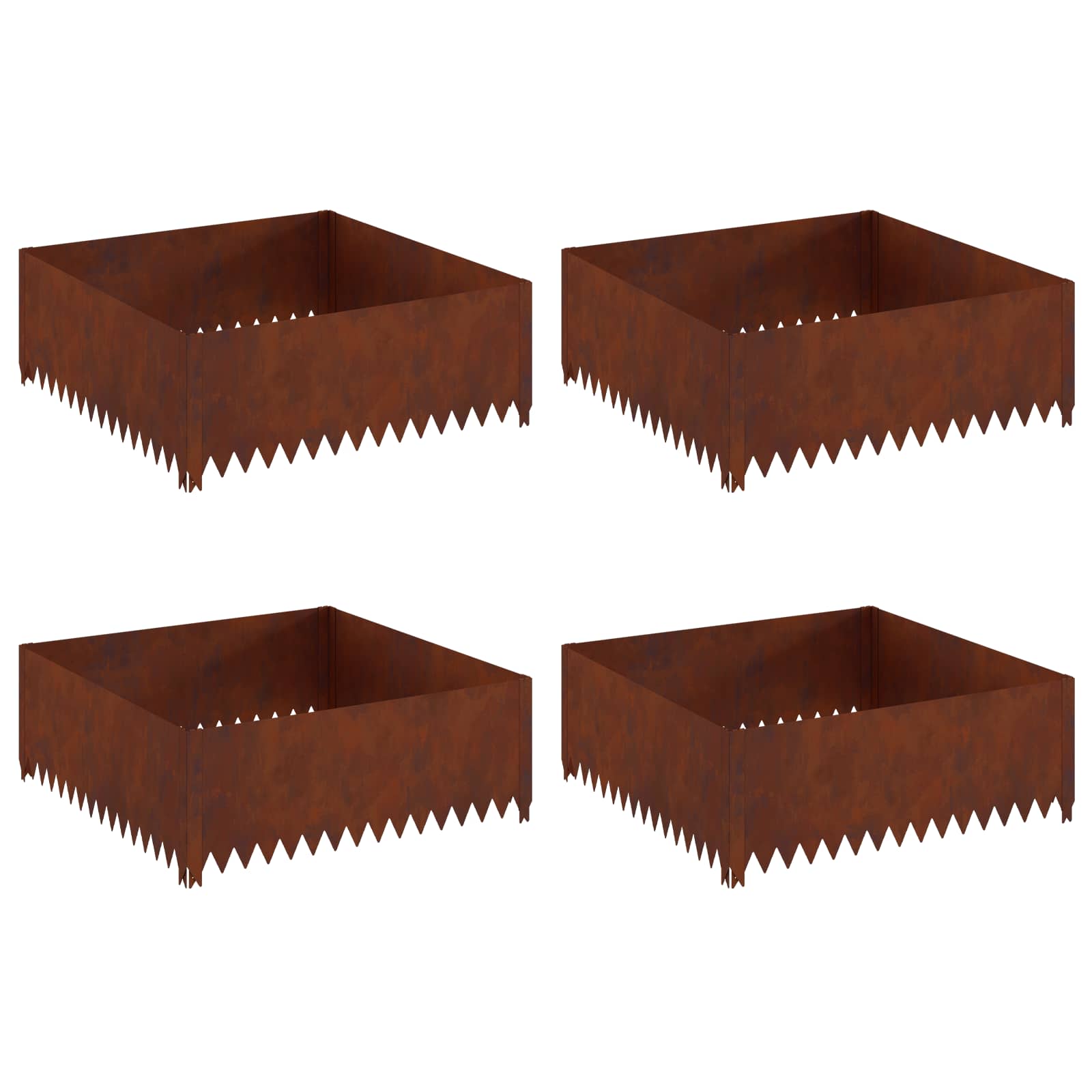 Ograda oko Travnjaka 4 pcs 100 x 100 x 35 cm Čelik Rđa