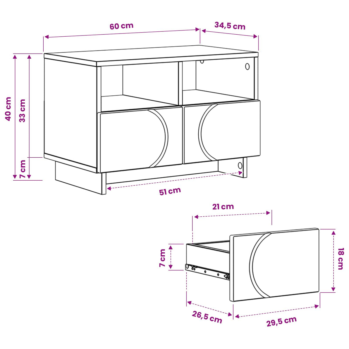 TV stalak 60 x 34.5 x 40 cm Dimljeni hrast Konstruirano drvo