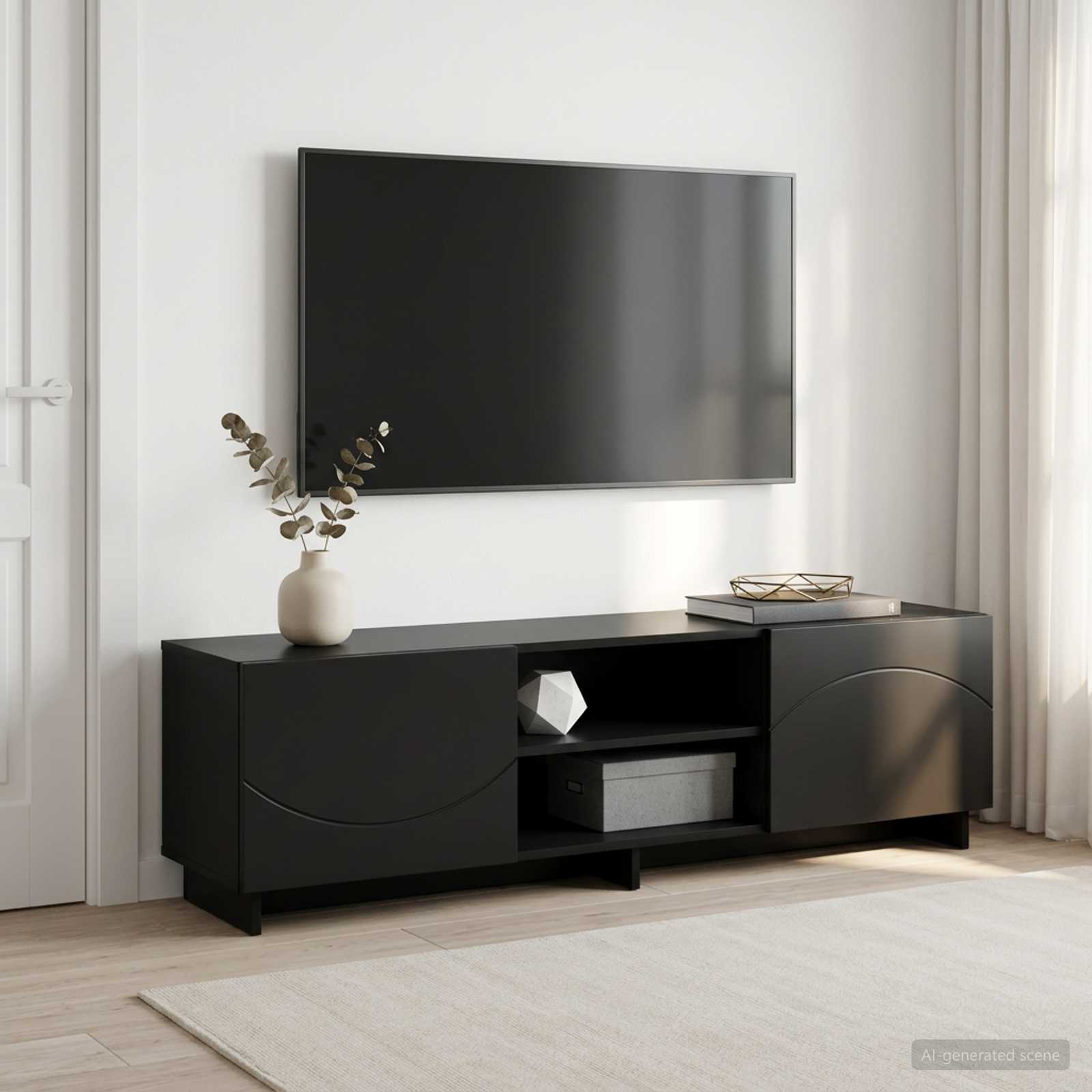 TV stalak 140 x 34.5 x 40 cm Crna Konstruirano drvo