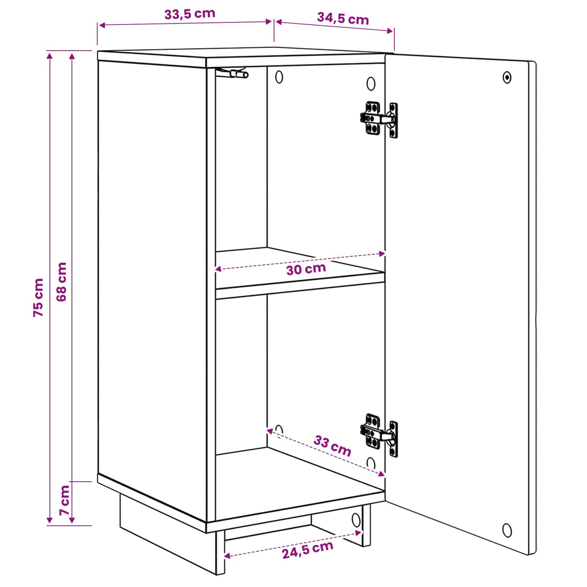 Komoda Hrast sonoma 33,5 x 34,5 x 75 cm Konstruirano drvo