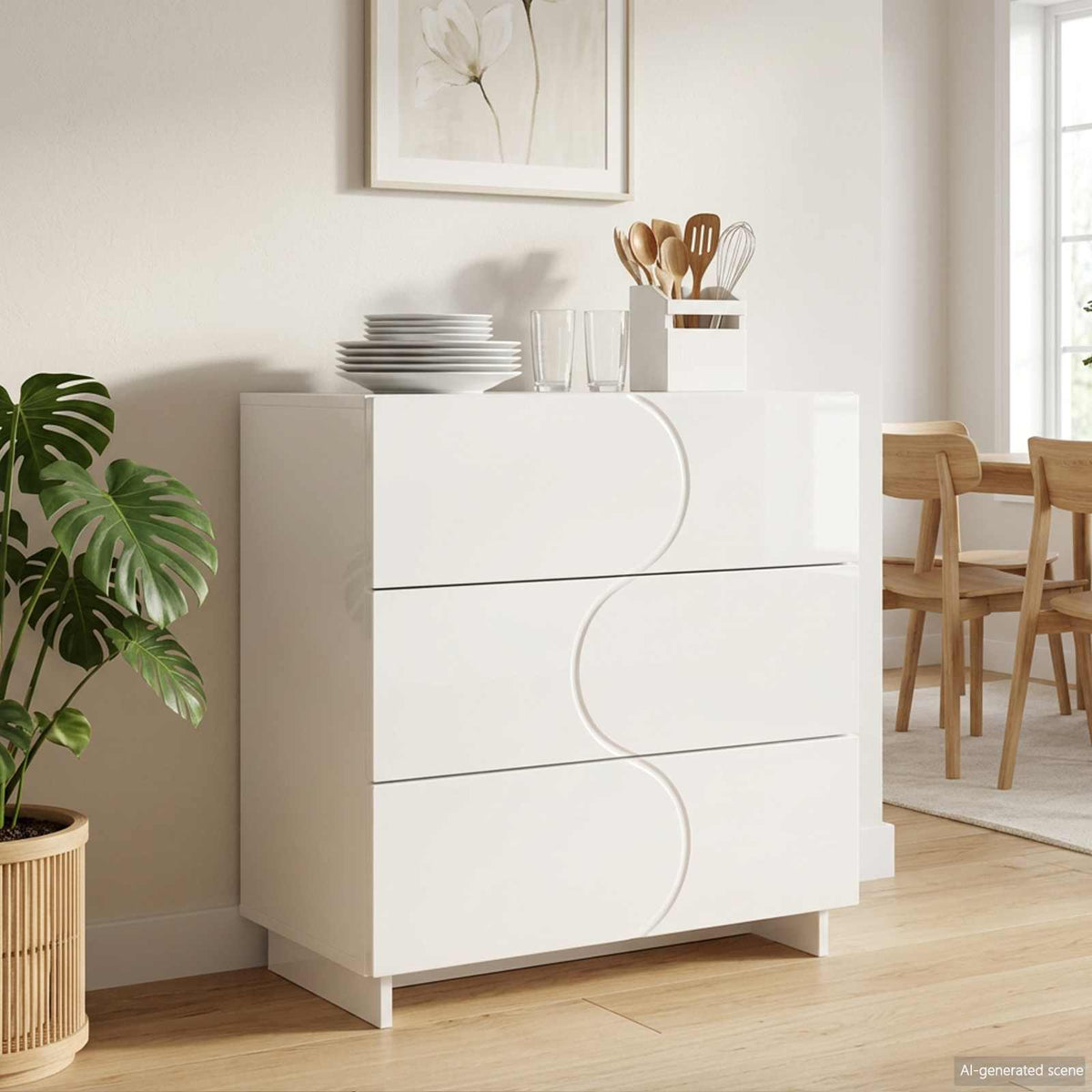 Komoda Bijela visokog sjaja Konstruirano drvo 70 x 38 x 75 cm