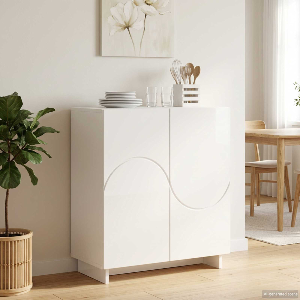 Komoda Bijela visokog sjaja Konstruirano drvo 67 x 34,5 x 75 cm