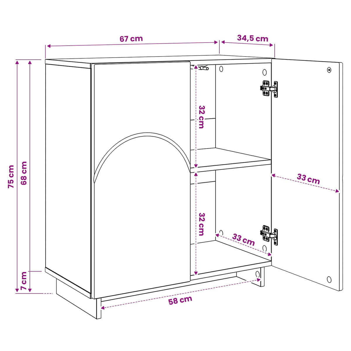 Komoda Dimljeni hrast 67 x 34,5 x 75 cm Konstruirano drvo