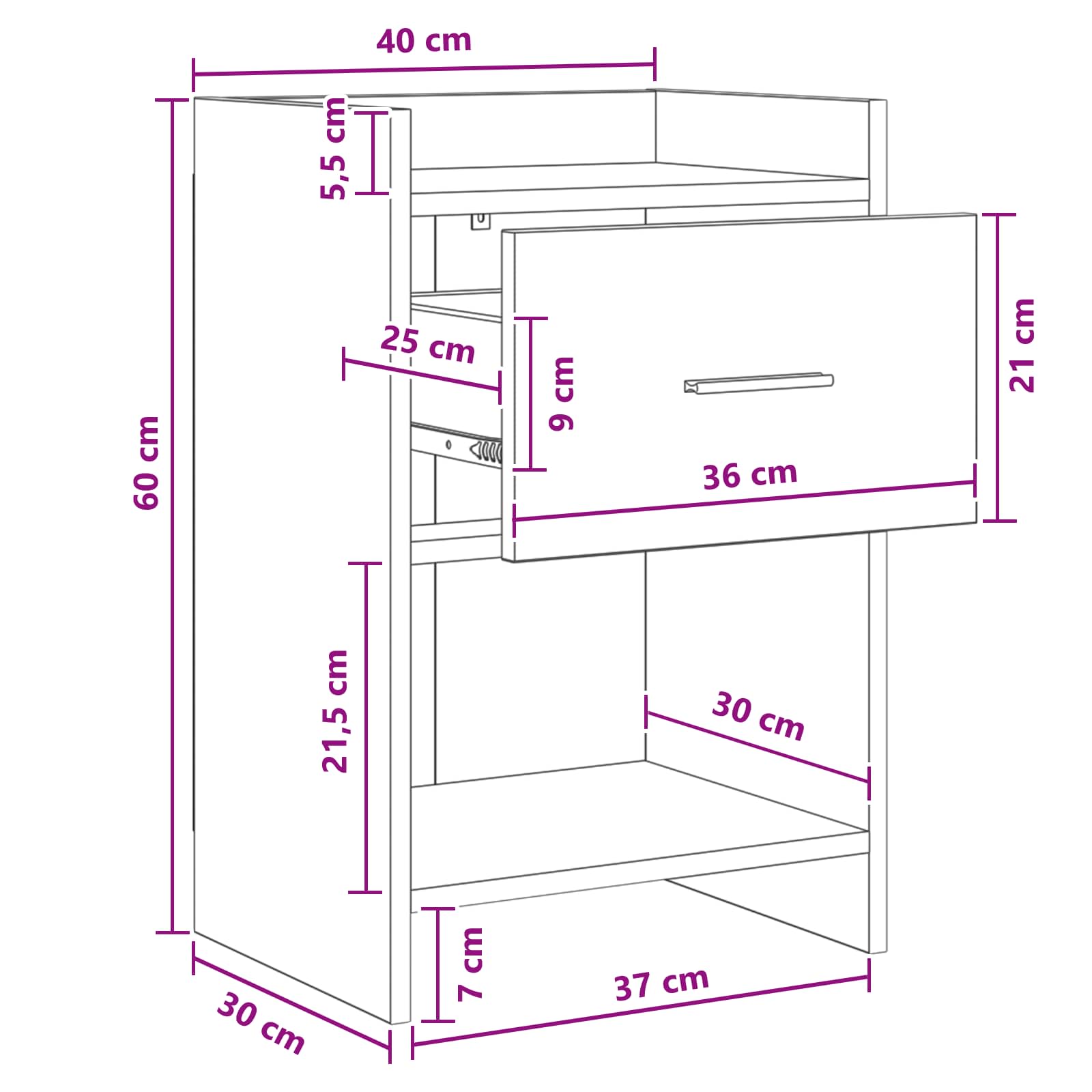 Noćni ormarići 2 pcs Hrast sonoma 40 x 30 x 60 cm